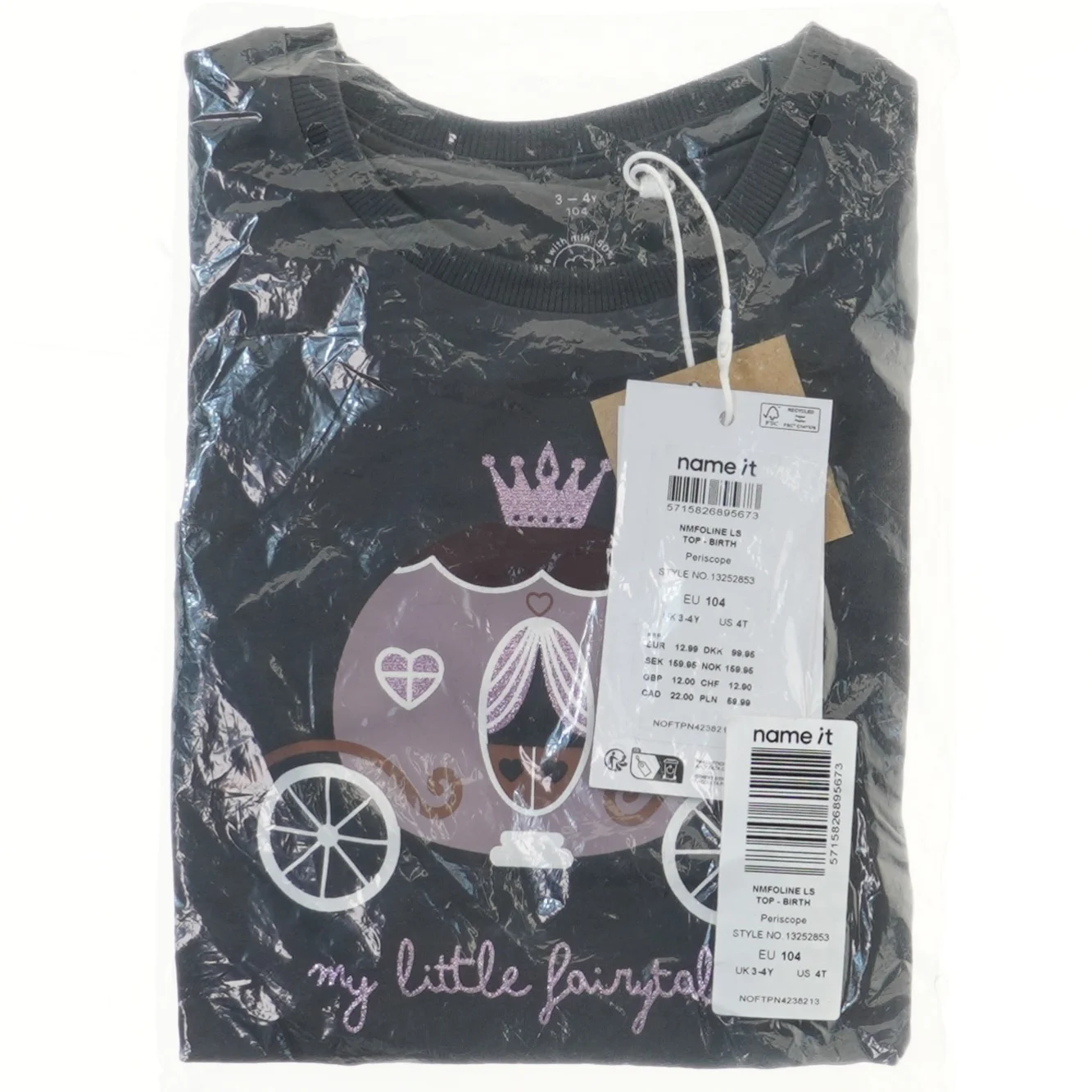 Helt ny Langærmet bluse med prinsessevogn fra Name It (str. 104)