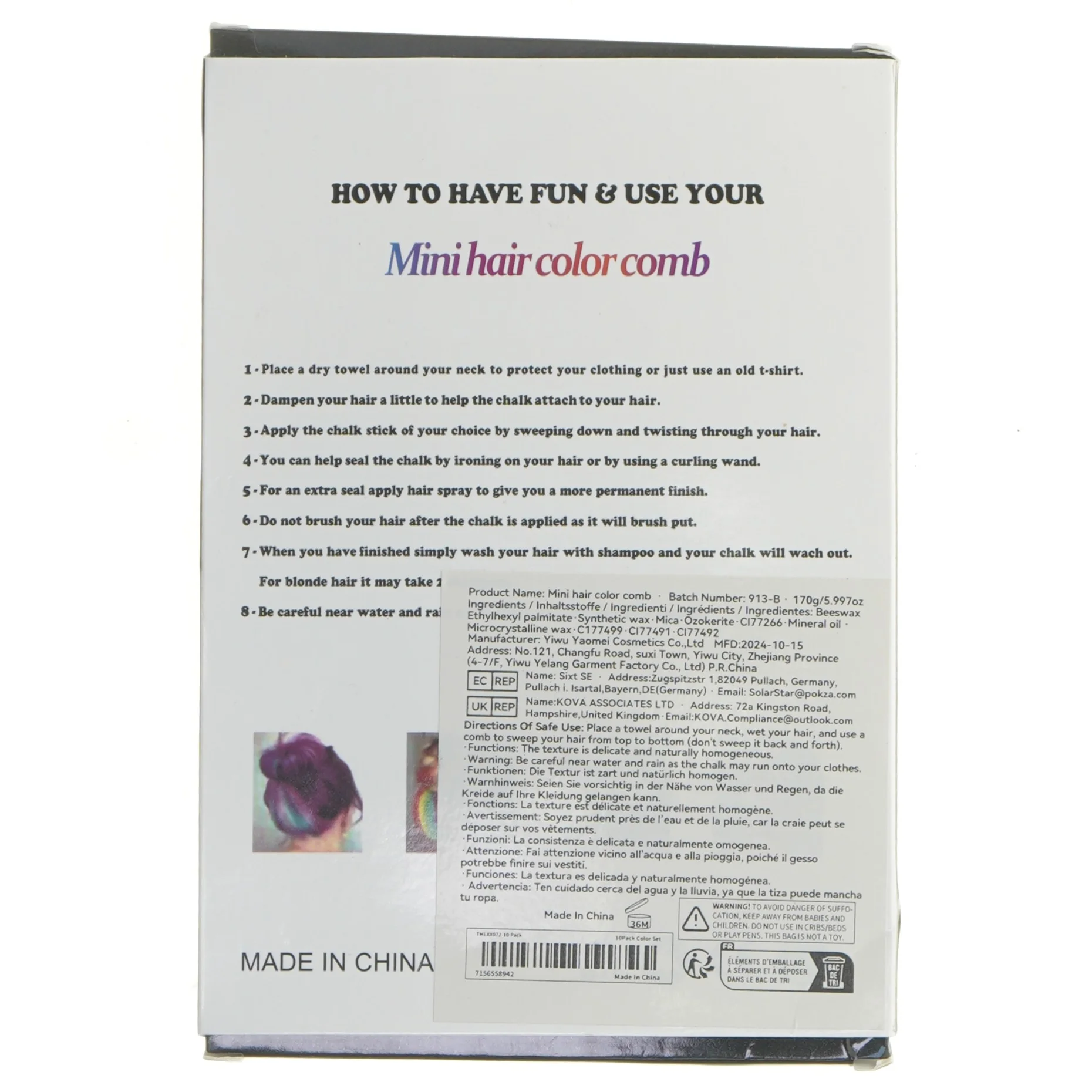 Hårkridt sæt (str. 23x15 cm)