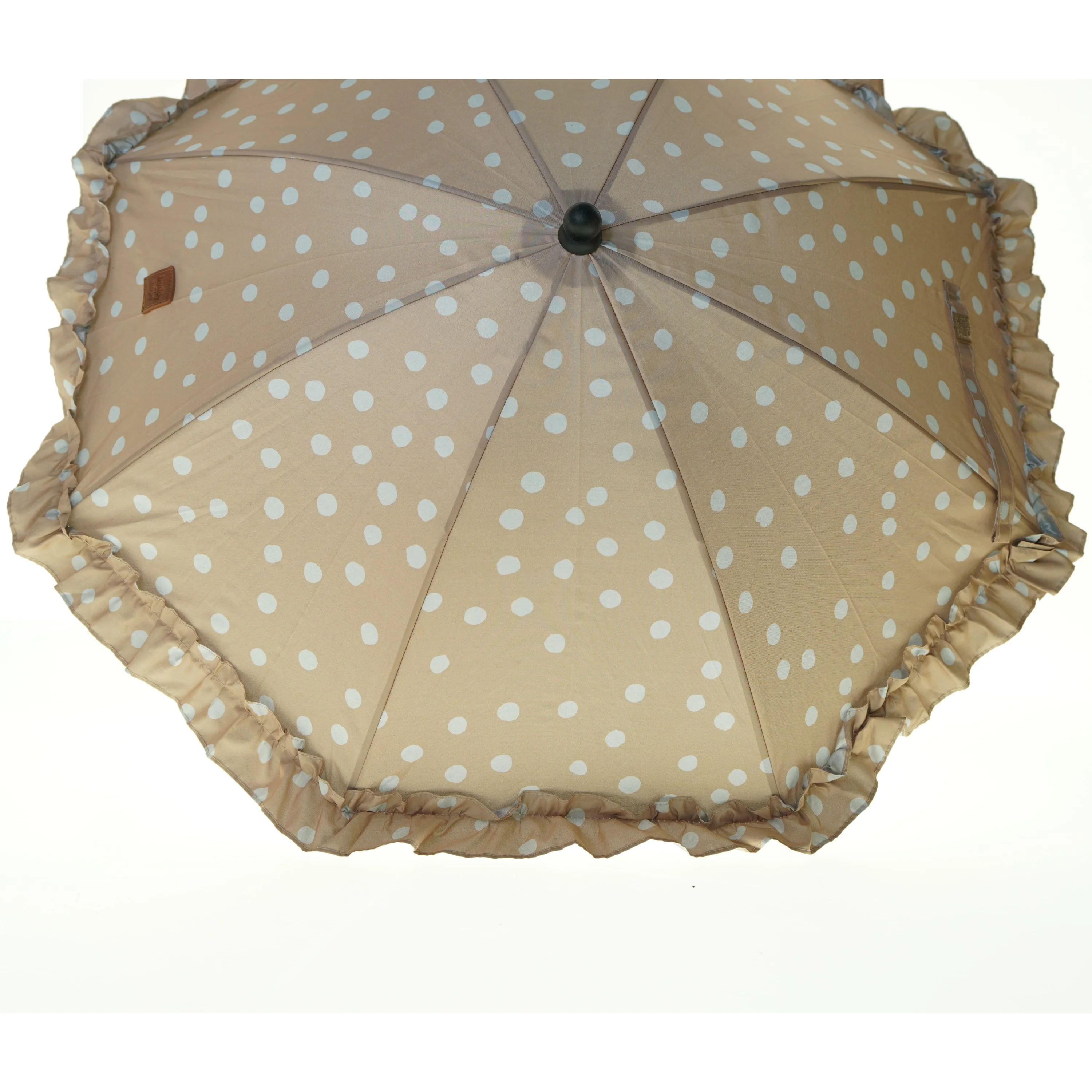 Beige barnevognsparasol med prikker fra BUDDY AND HOPE (str. Totallængde. 70 cm)