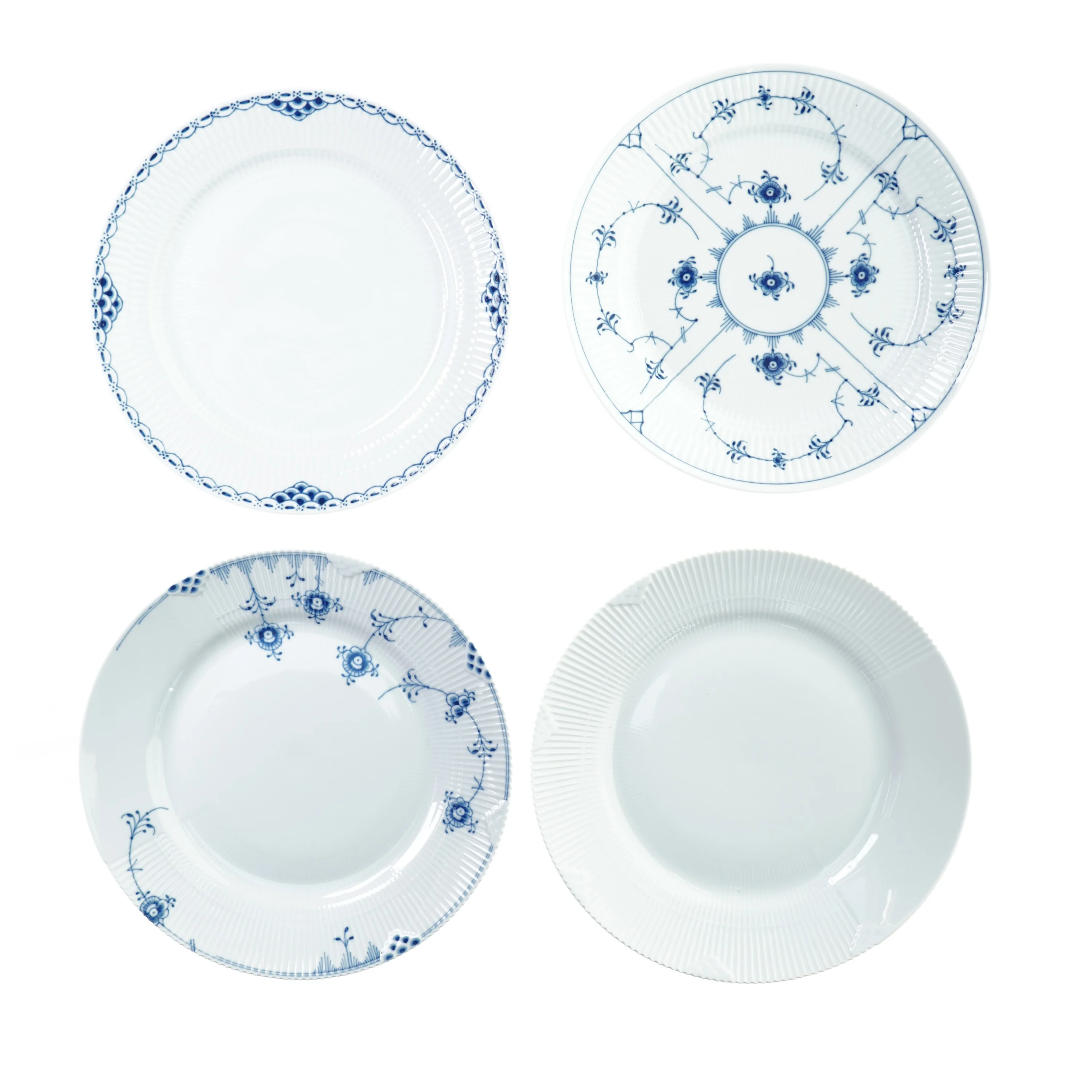 Royal Copenhagen tallerkener musselmalet, prinsesse, blå elements, hvid ...