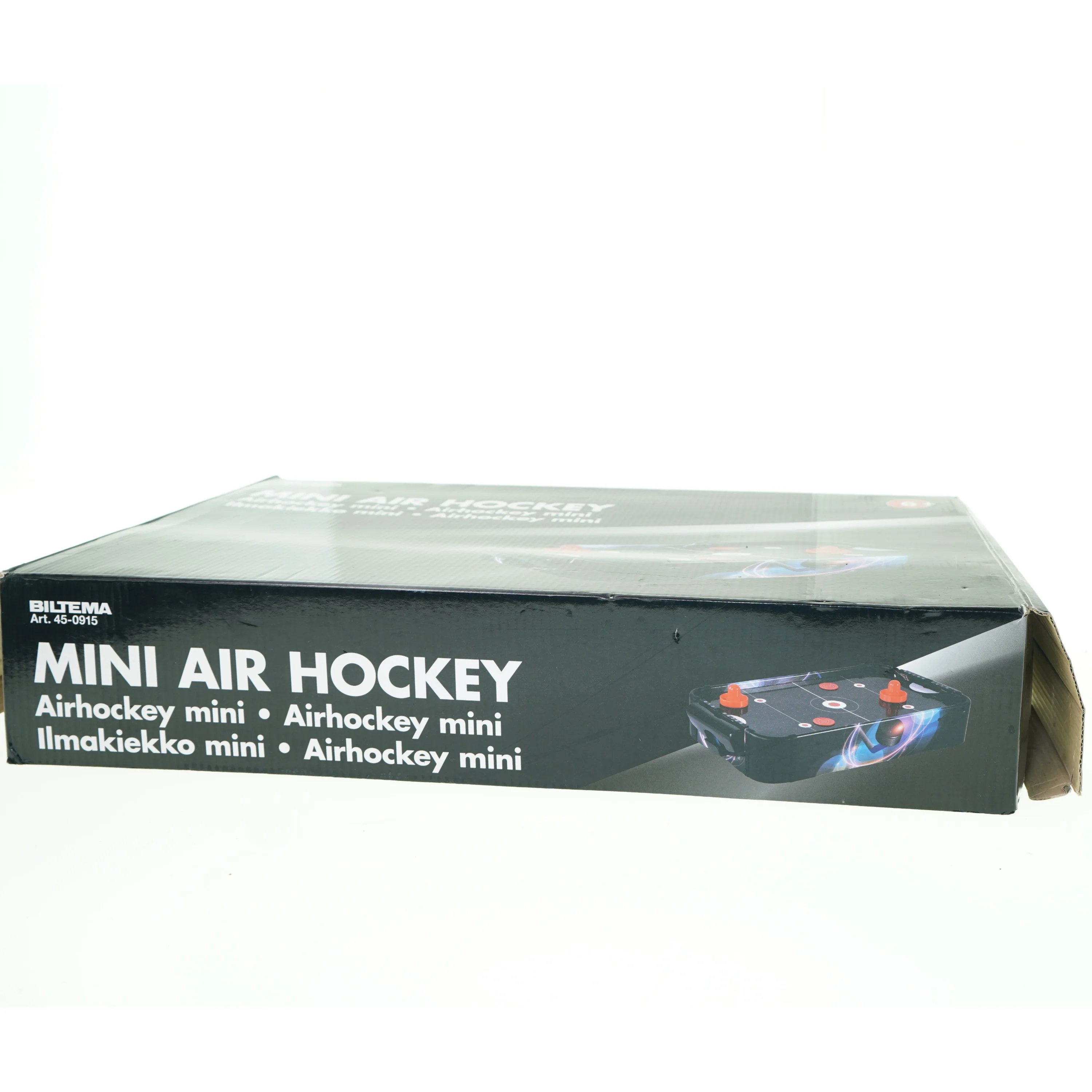 Mini air hockey fra Biltema (str. 52 x 32 x 10 cm)