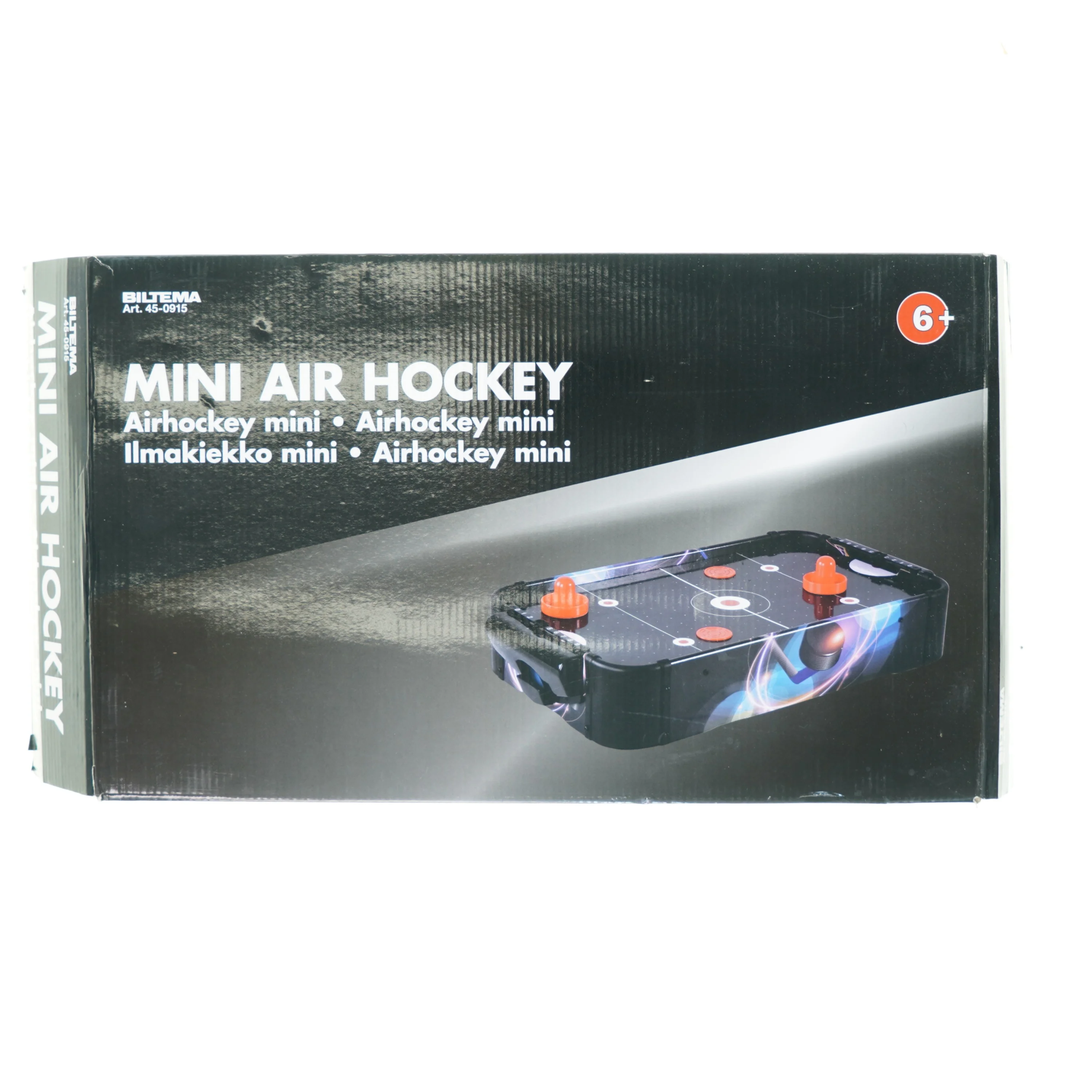Mini air hockey fra Biltema (str. 52 x 32 x 10 cm)