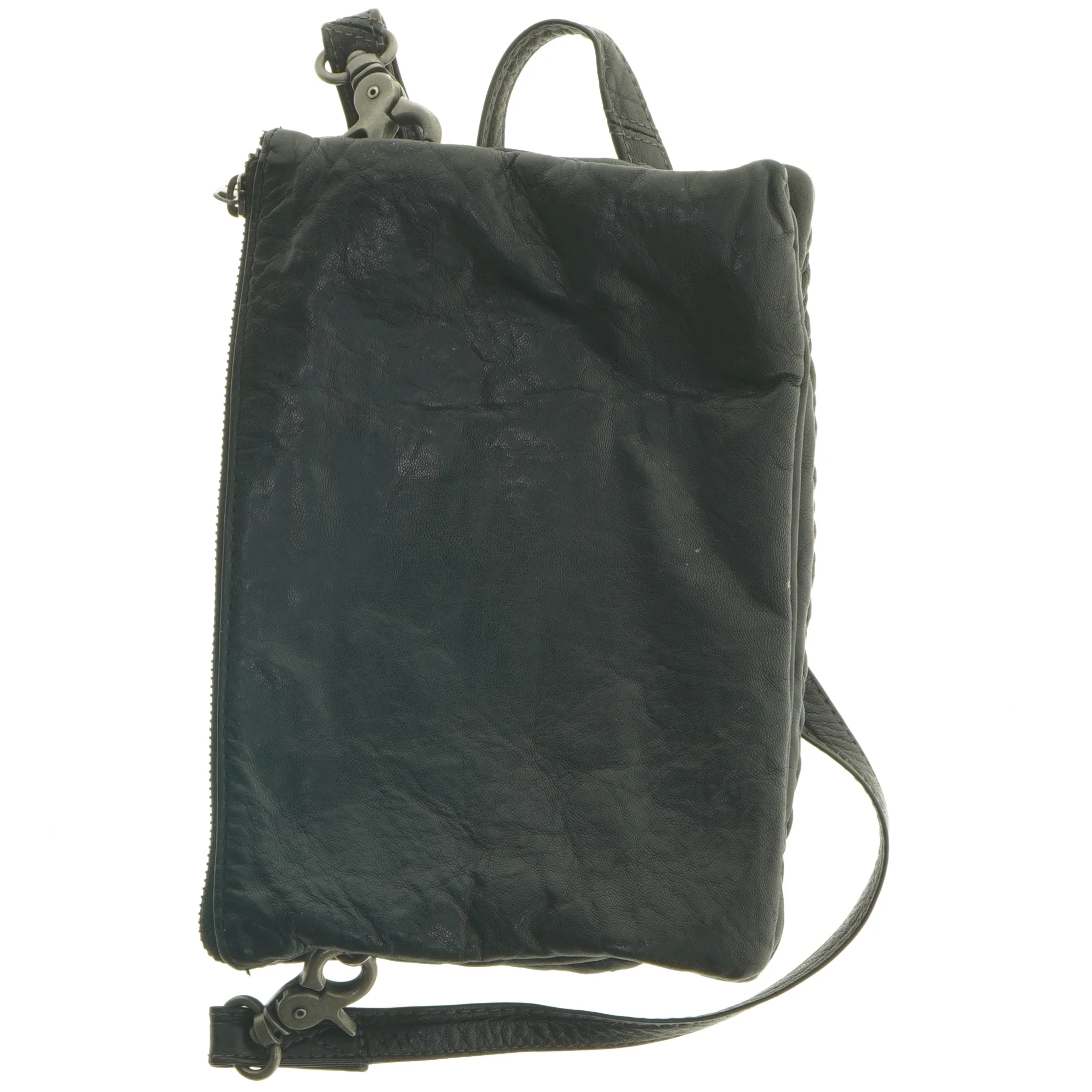 Sort skuldertaske i læderlook (str. 23 x 16 cm)