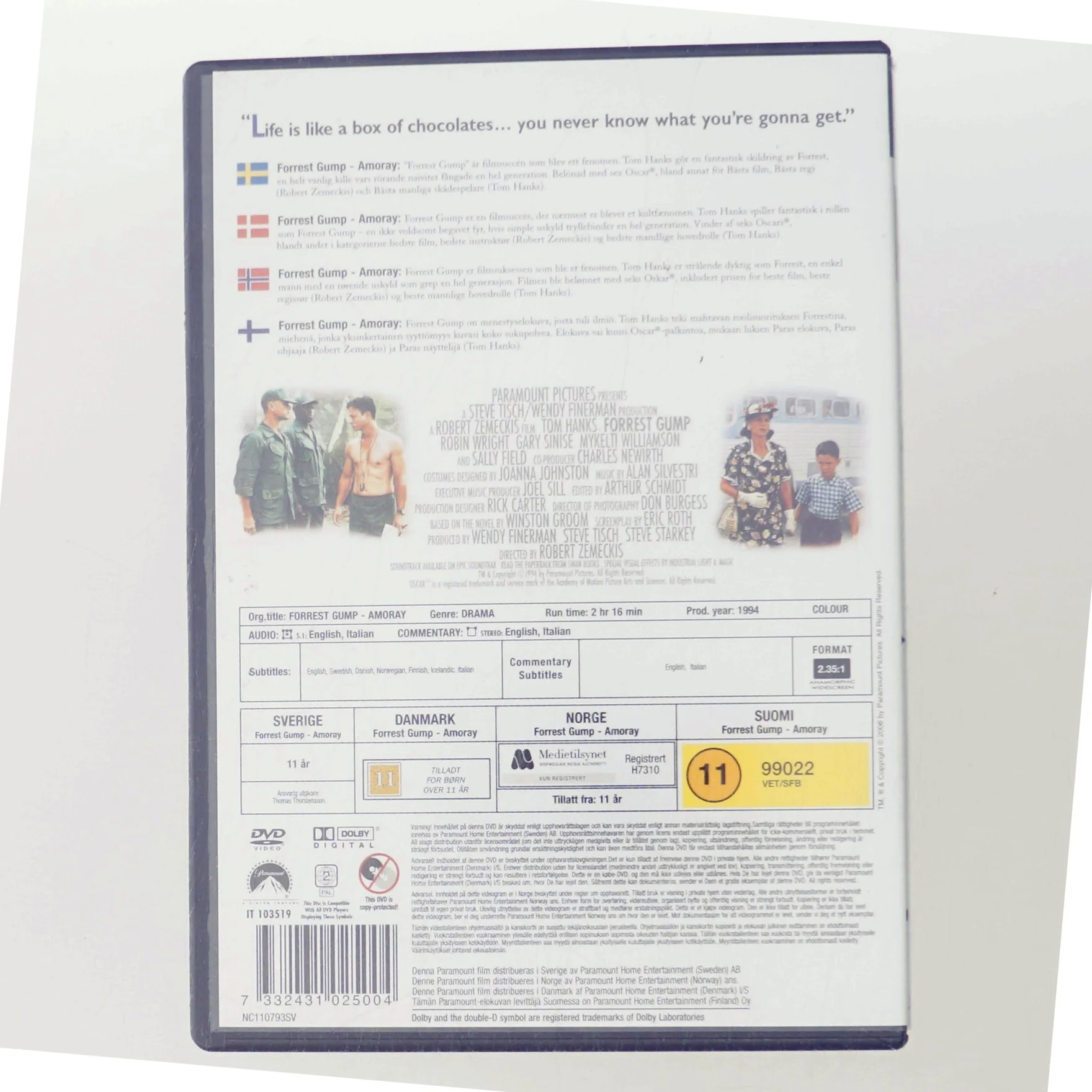 Forrest Gump med Tom Hanks (DVD)