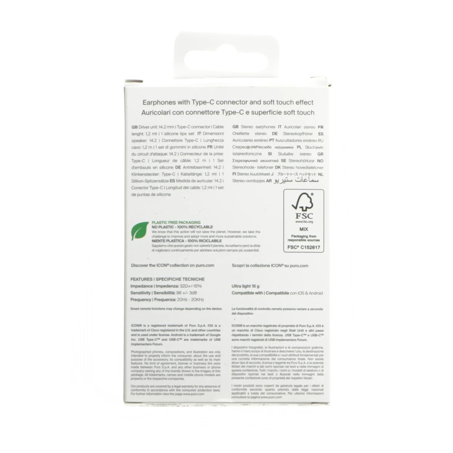 Puro ICON Type-C øretelefoner fra Puro (str. 13x8 cm)