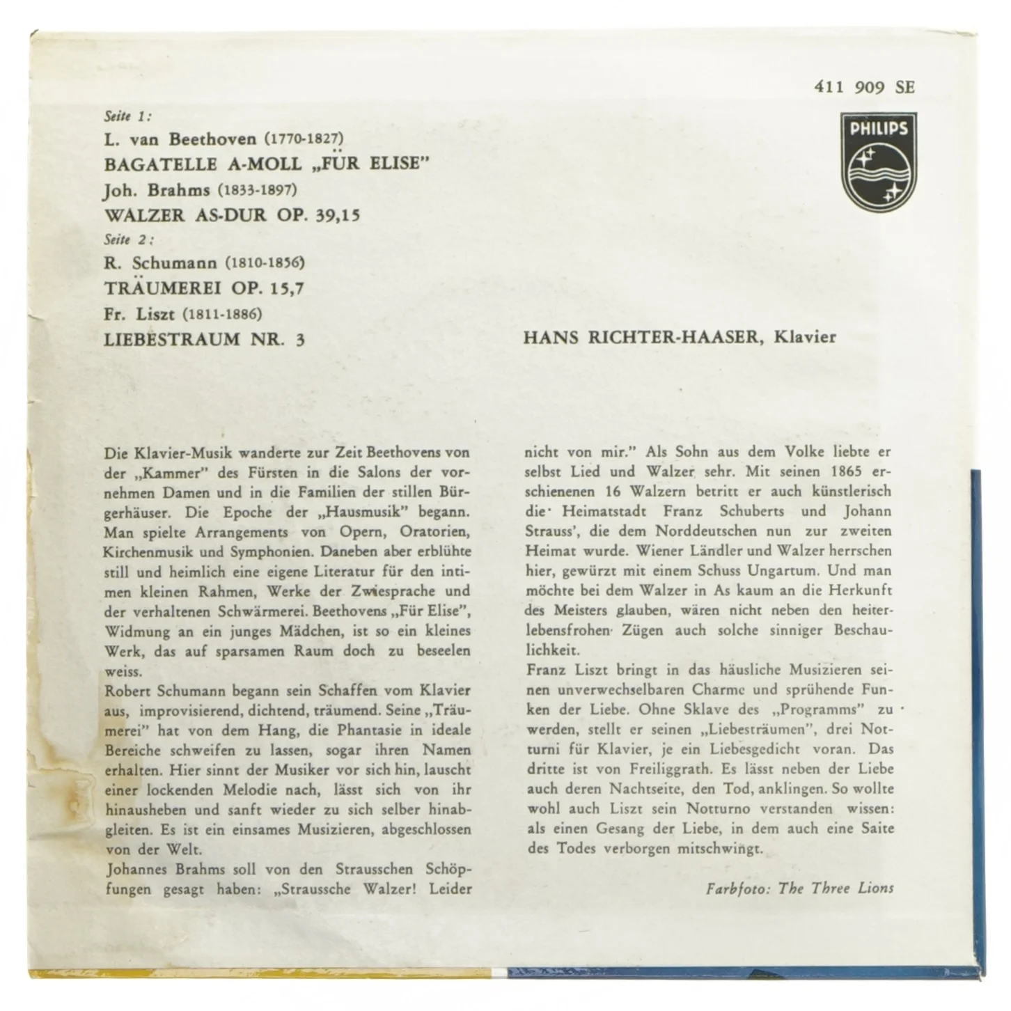 Vinyl single med Beethoven - Für Elise fra Philips