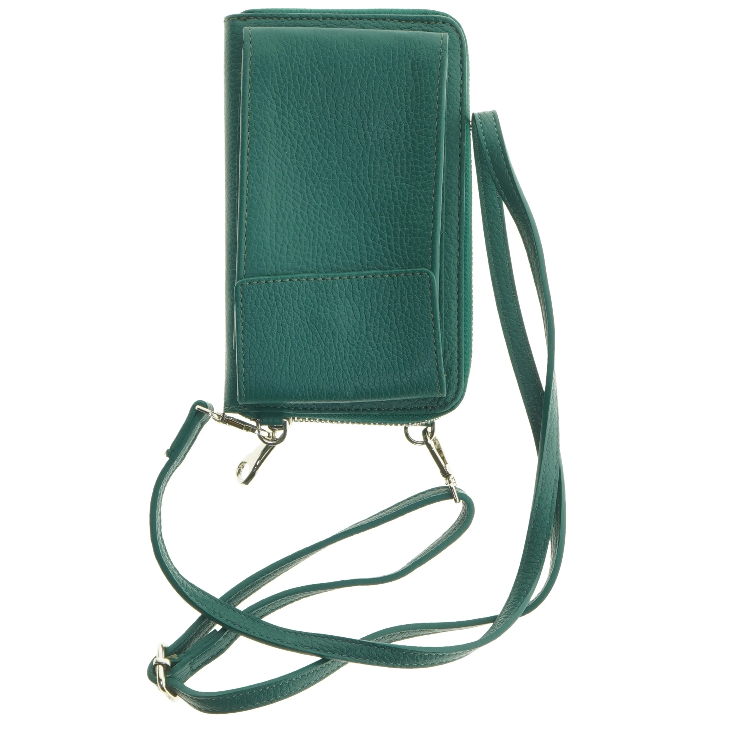 Grøn telefonpung med rem (str. 20 x 12 cm)