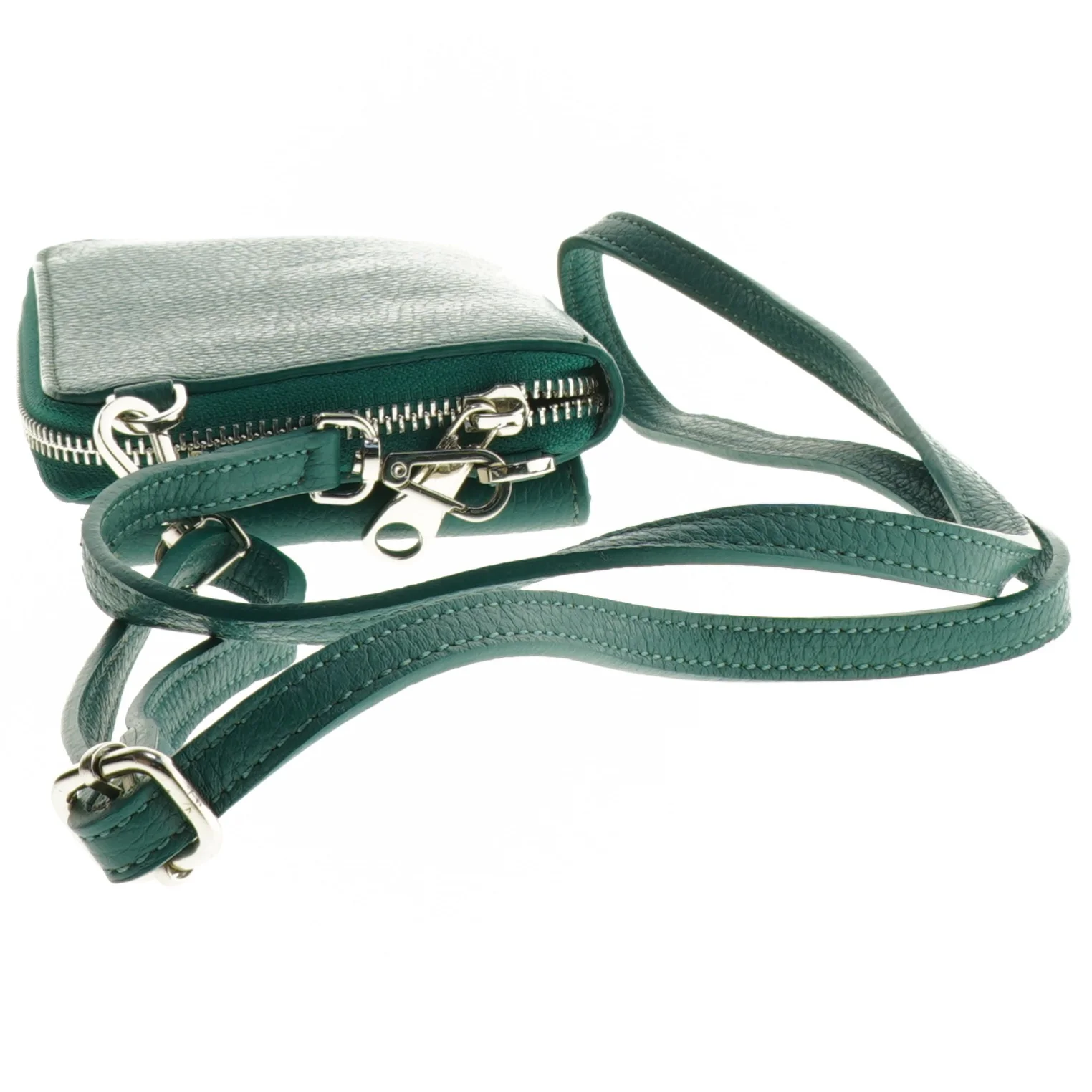 Grøn telefonpung med rem (str. 20 x 12 cm)