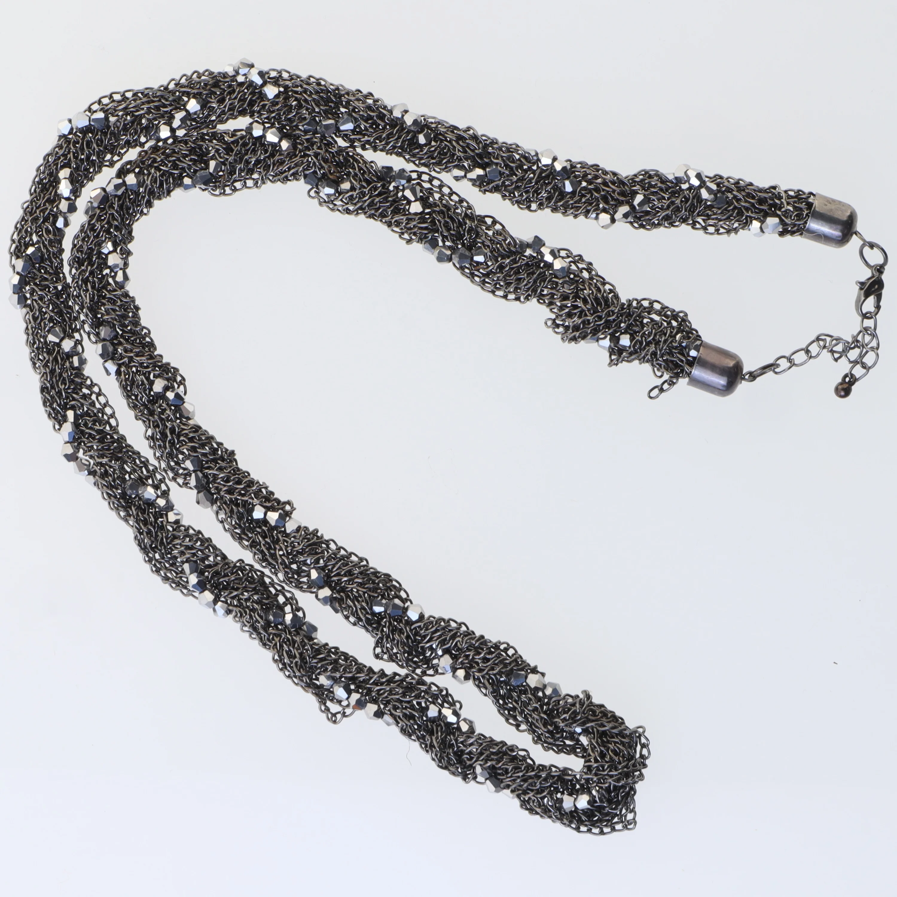 Flettet metalhalskæde (str. 80 cm)