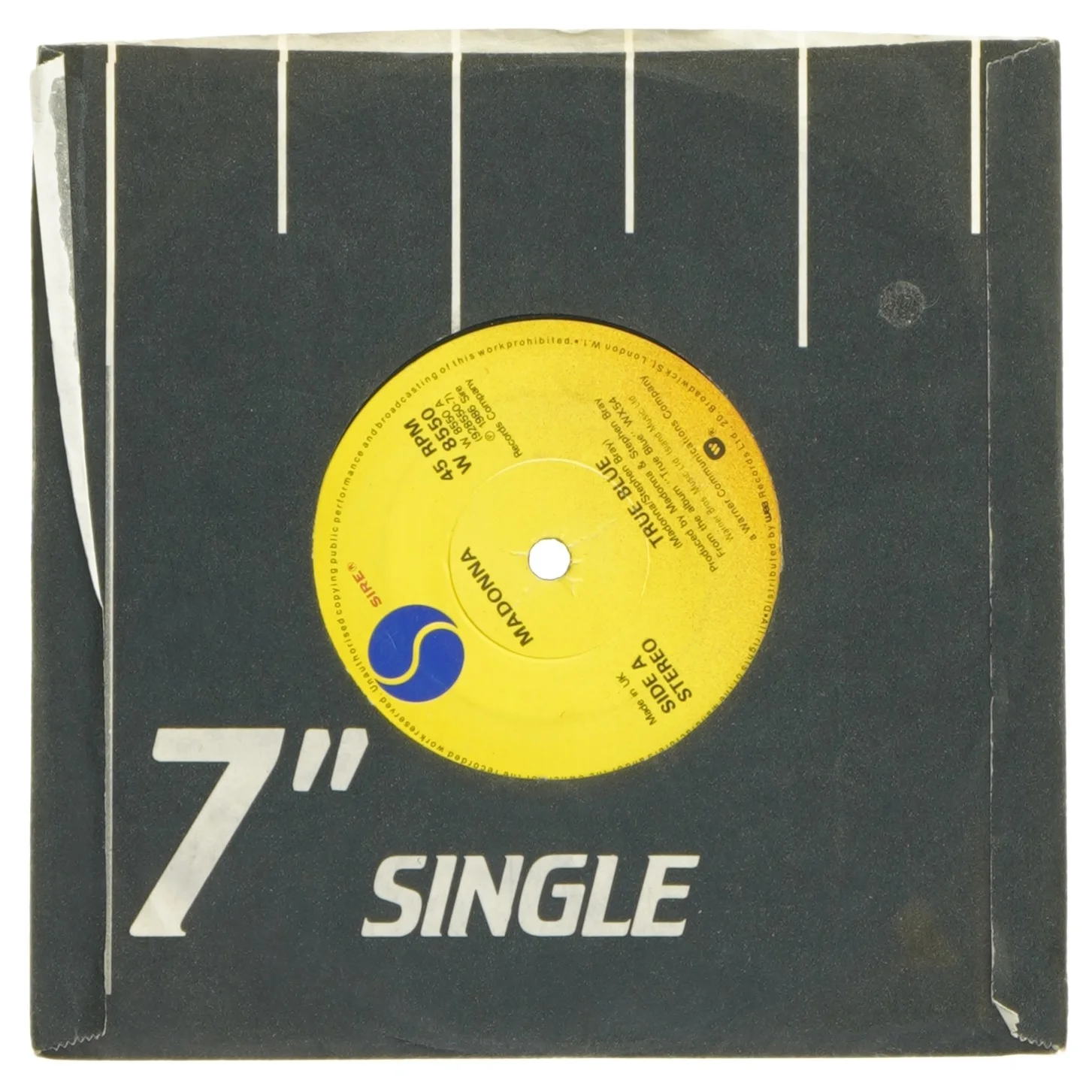 Madonna 7" Single Vinyl - Holiday/True Blue fra Sire