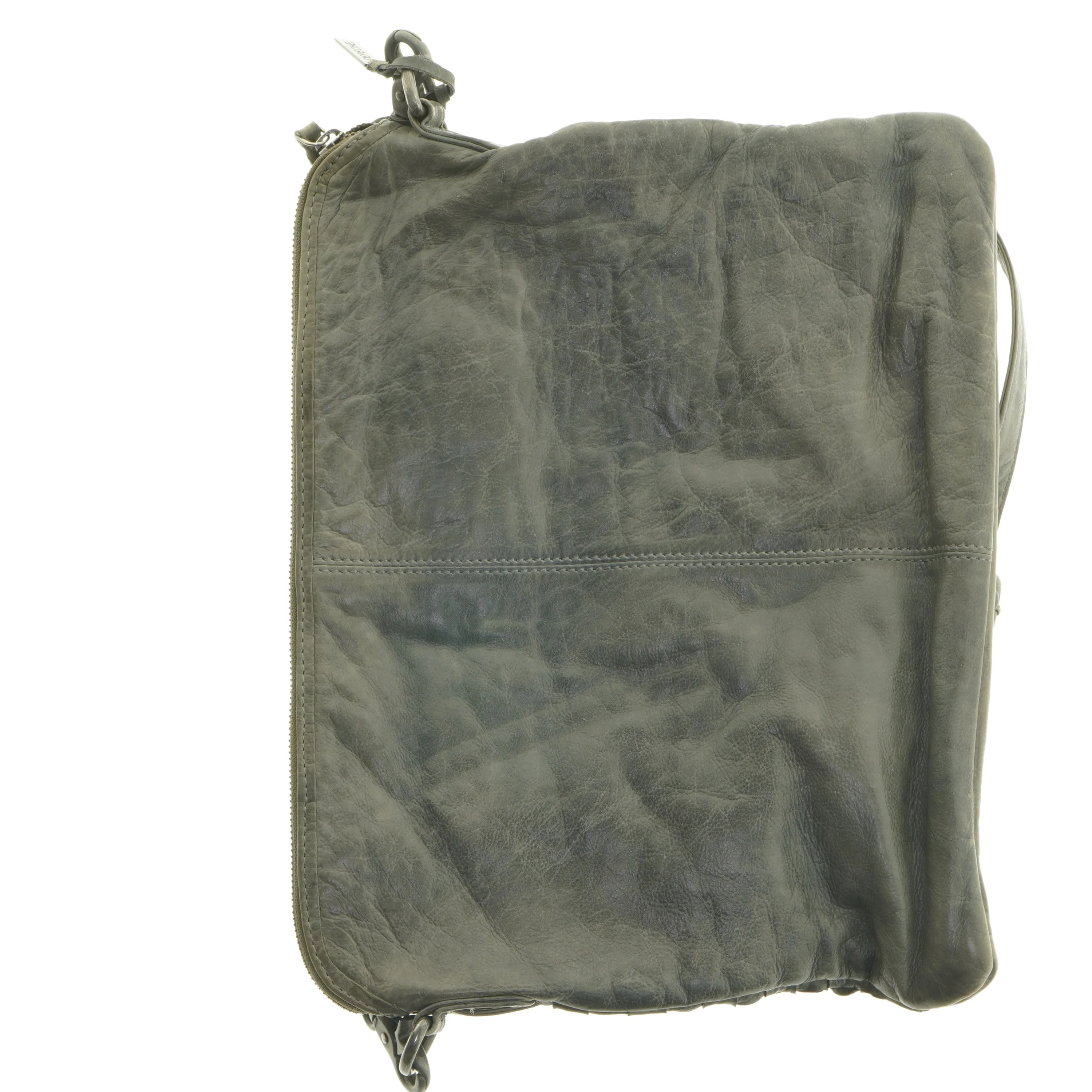 Flettet læderskuldertaske (str. 35 x 28 cm)