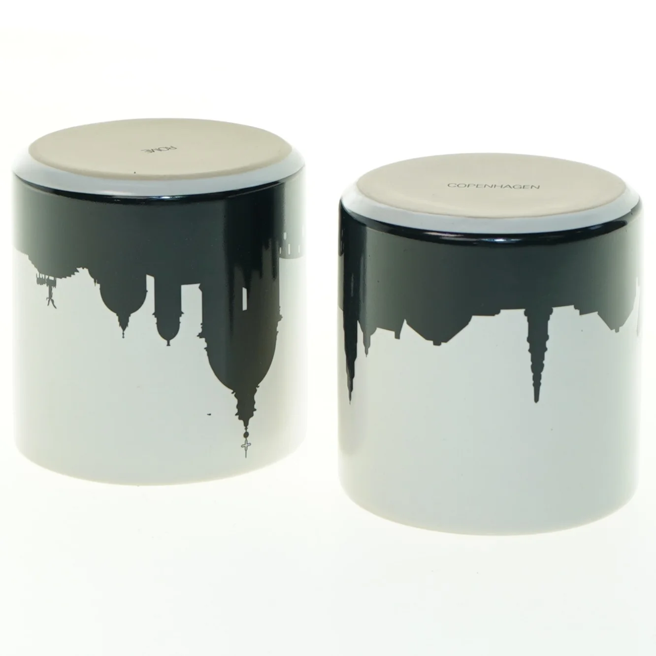 Keramik opbevaringskrukker med København motiv (str. 9x9 cm)