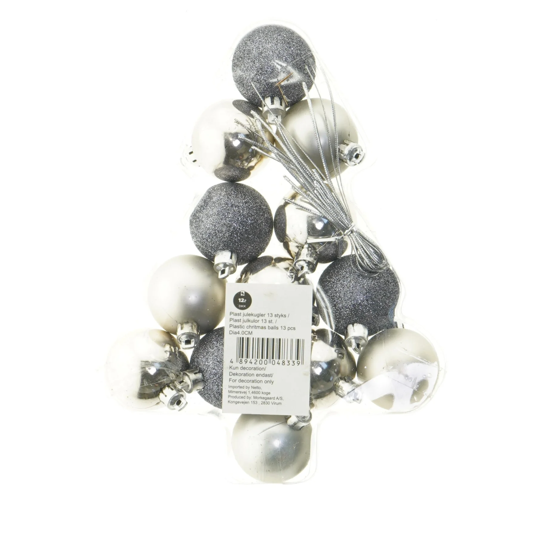 Plastjulekugler fra Netto (str. 13 styk)