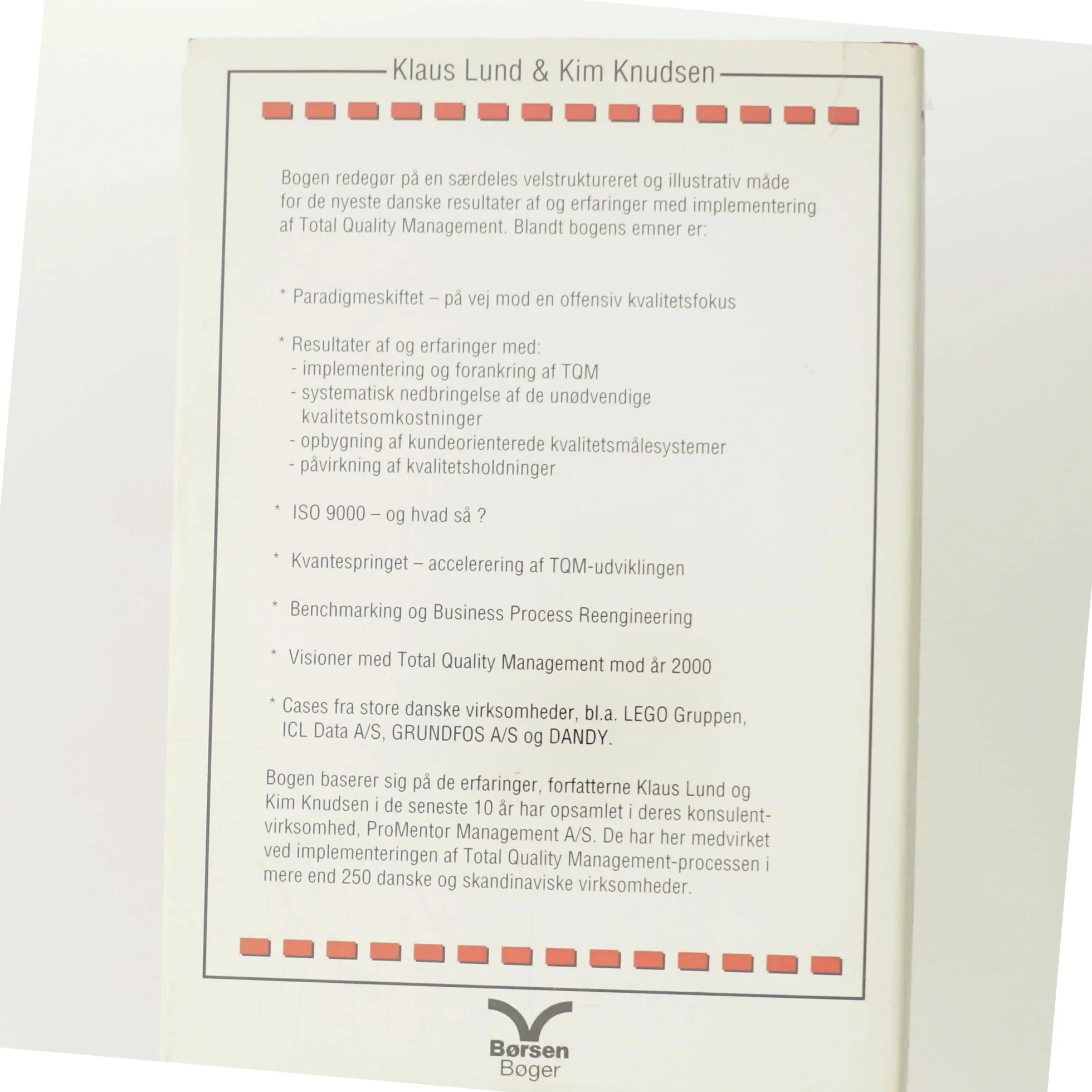 TQM TOTAL QUALITY MANAGEMENT af Klaus Lund (Bog)