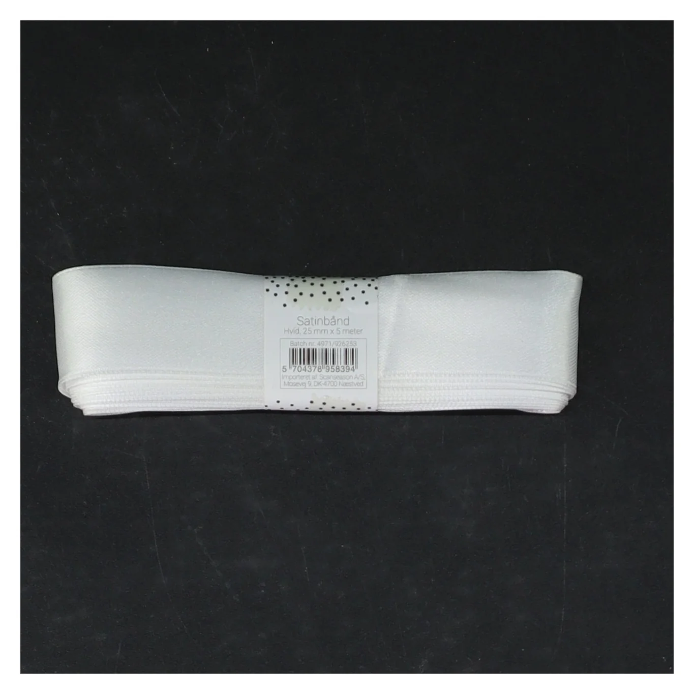 Hvidt satinbånd (str. 25 mm x 5 m)
