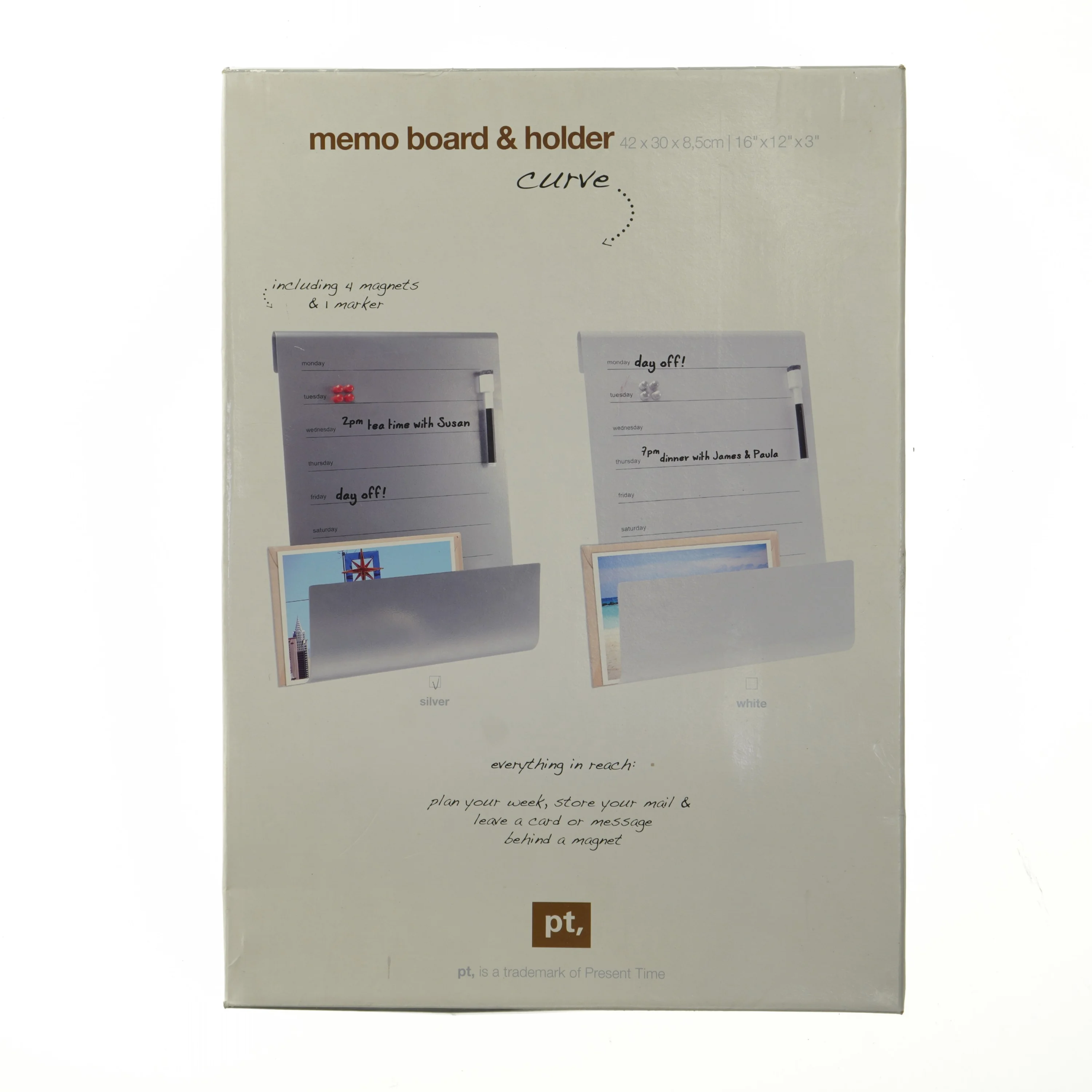 Memo board & holder fra Curve (str. 42x30x8,5 cm)