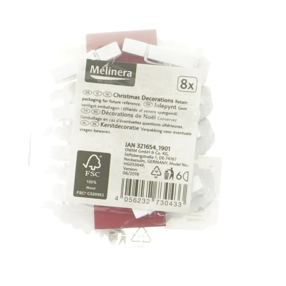 Juletræspynt fra Melinera (str. 8 styk)