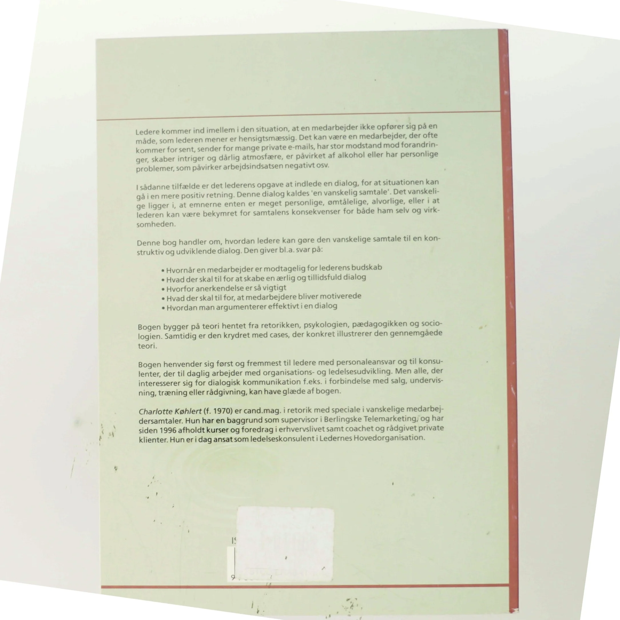 Dialog til en forandring af Charlotte Køhlert (Bog)