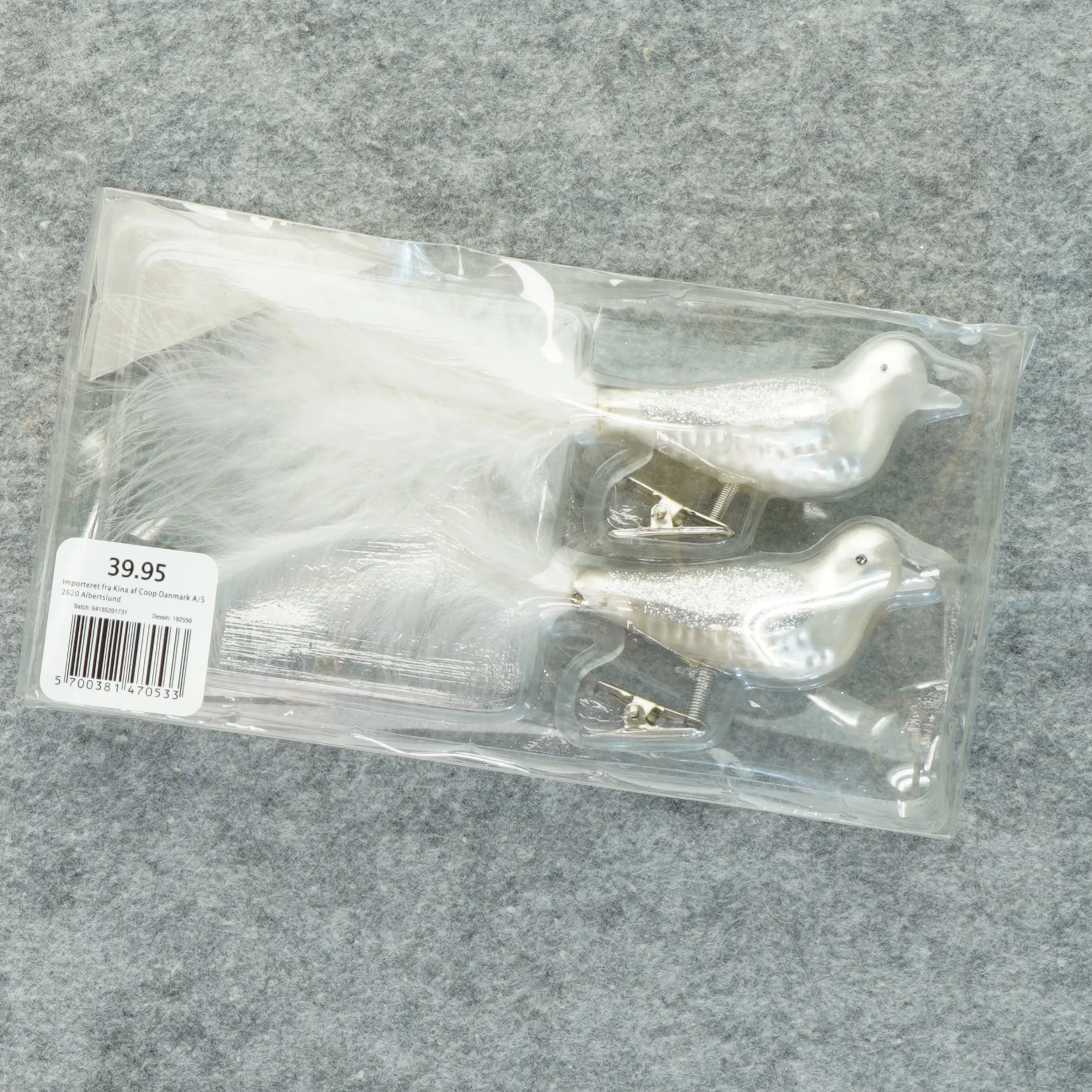 Juletræs dekorationer, fugle fra Coop (str. 19x5,5 cm)