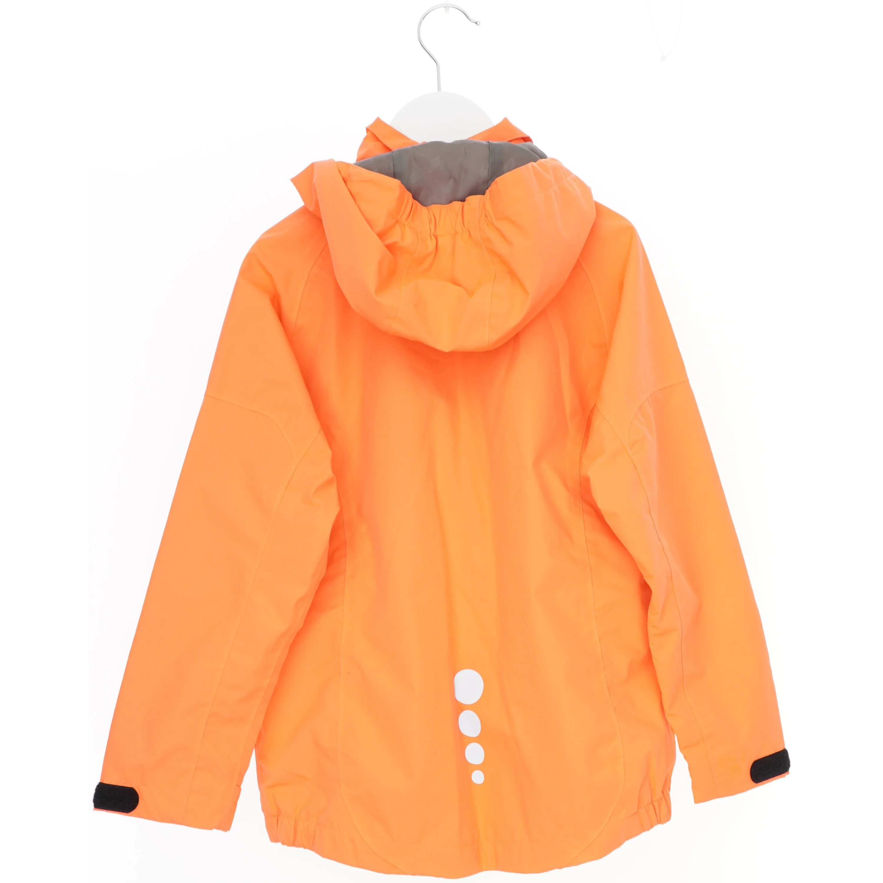 Orange børnejakke med hætte (str. 128)