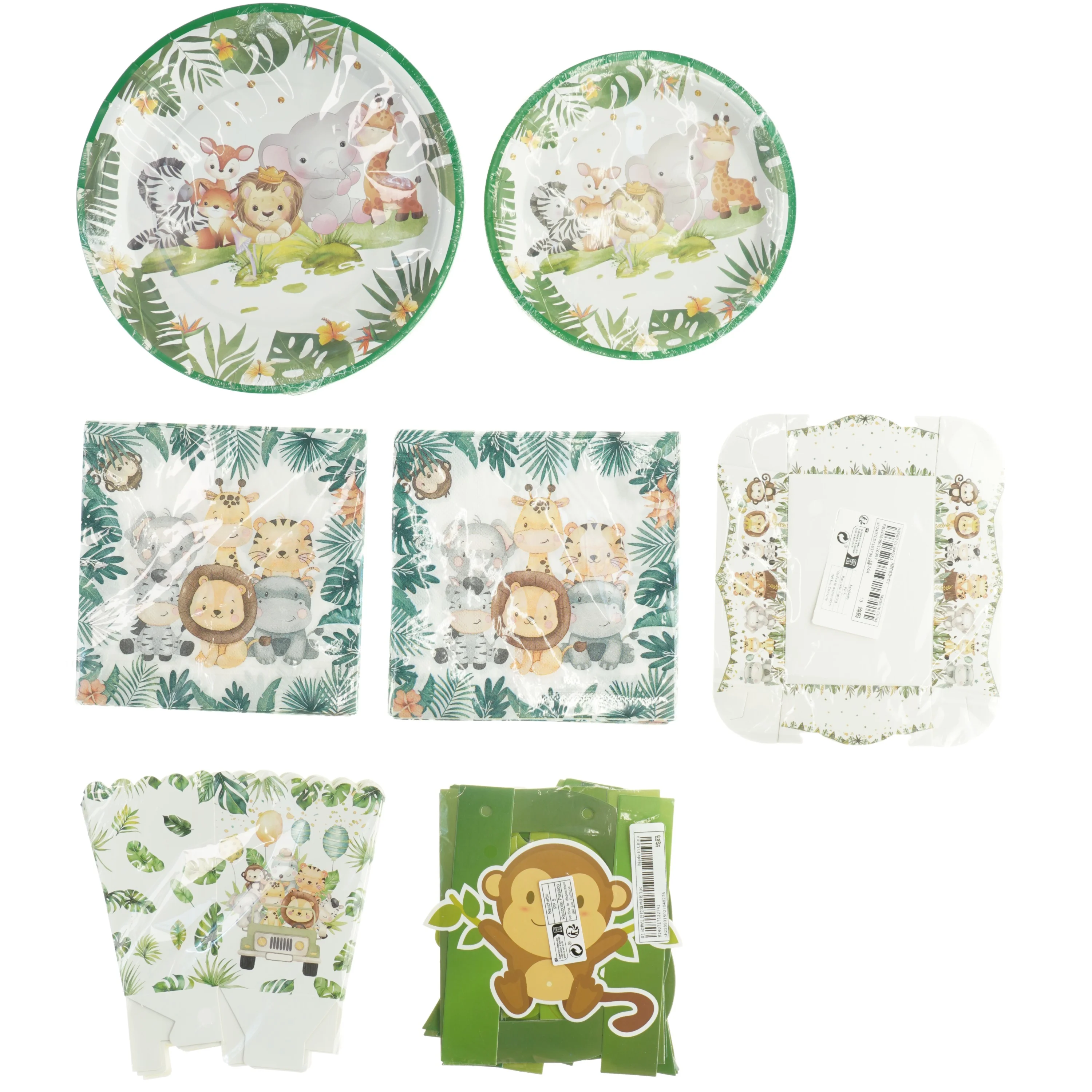 Børnetallerkner og kopper med jungledyr