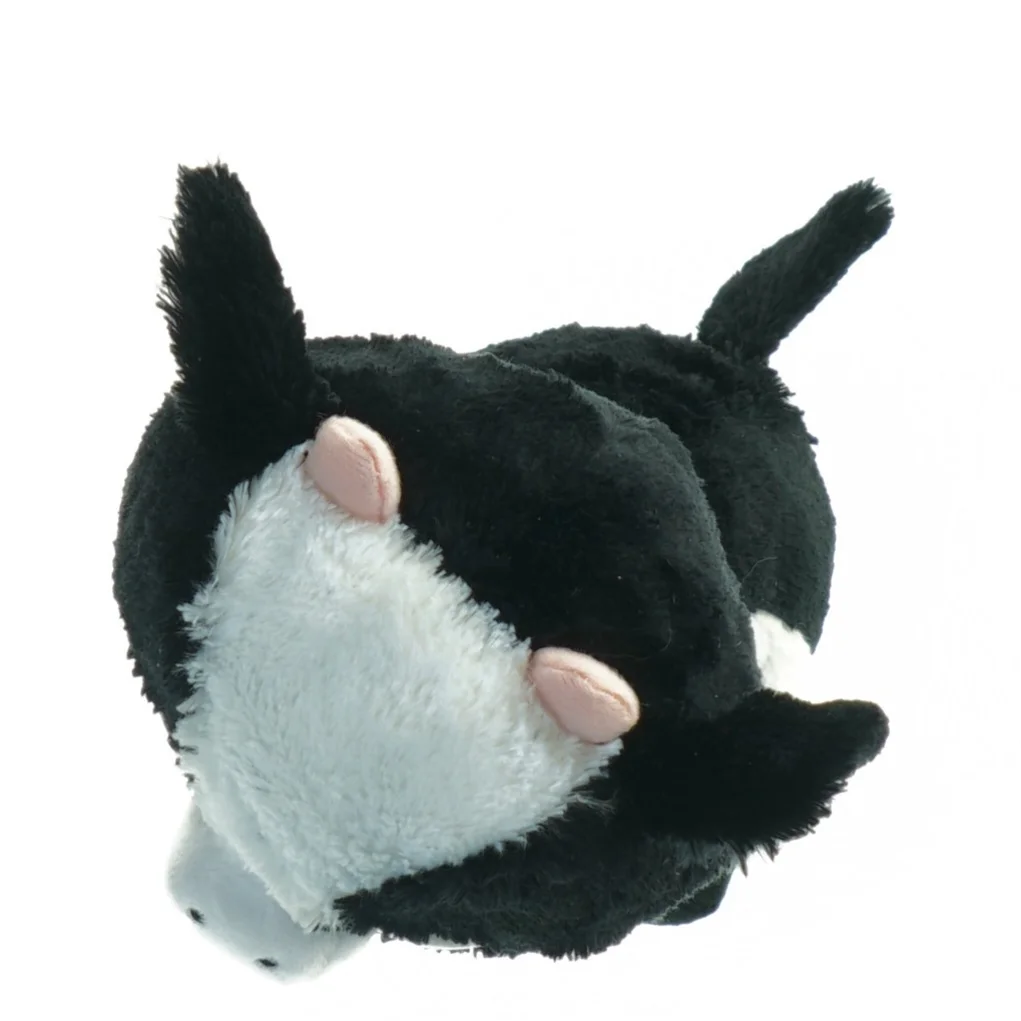 Sort og hvid tøjdyr ko (str. 15 x 9 cm)