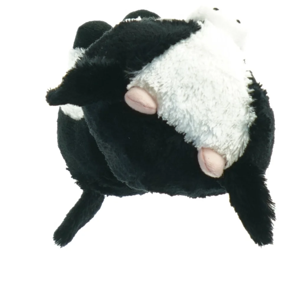 Sort og hvid tøjdyr ko (str. 15 x 9 cm)