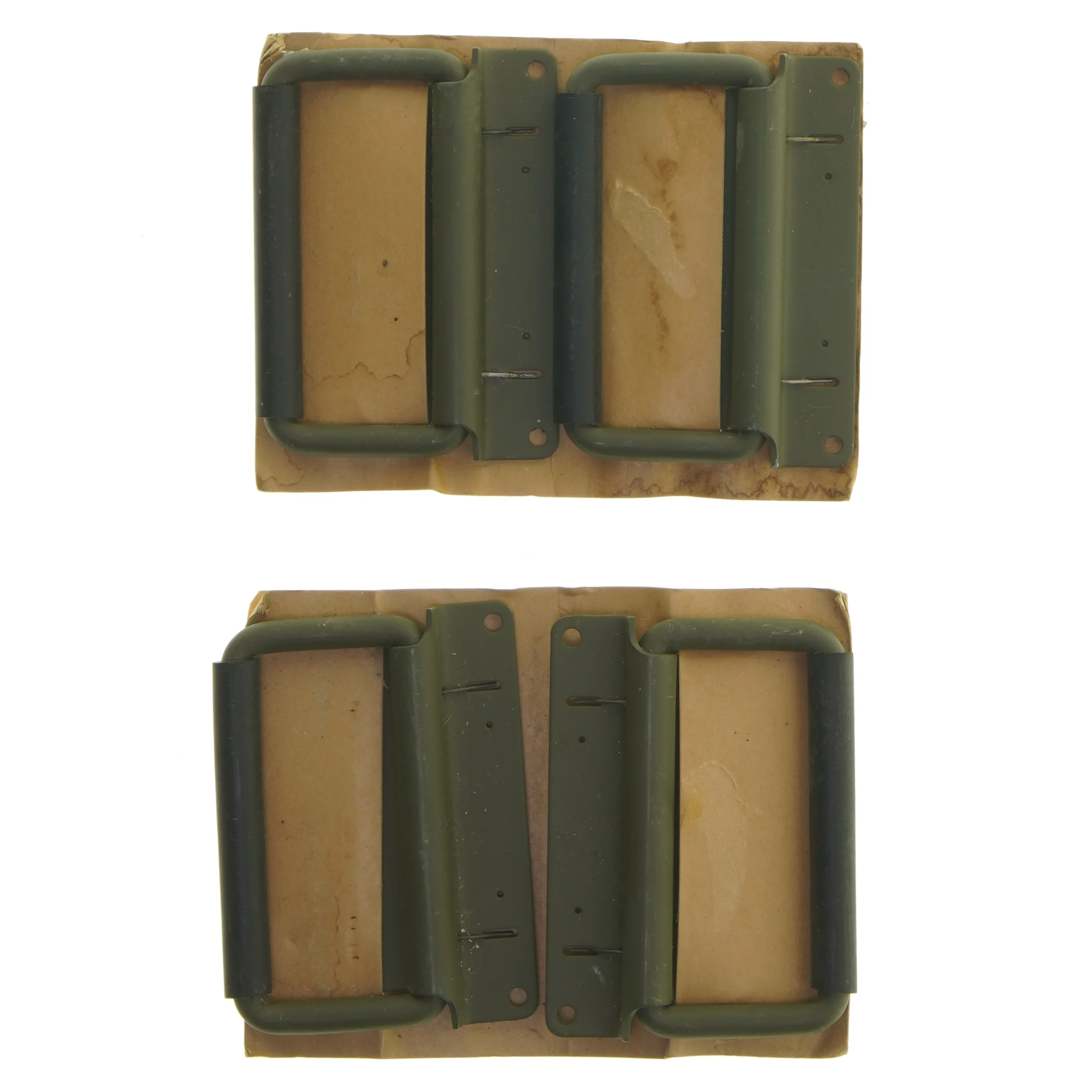 Grønlakerede håndtag til montering  kasser og andet. (str. 11,5x8 cm)