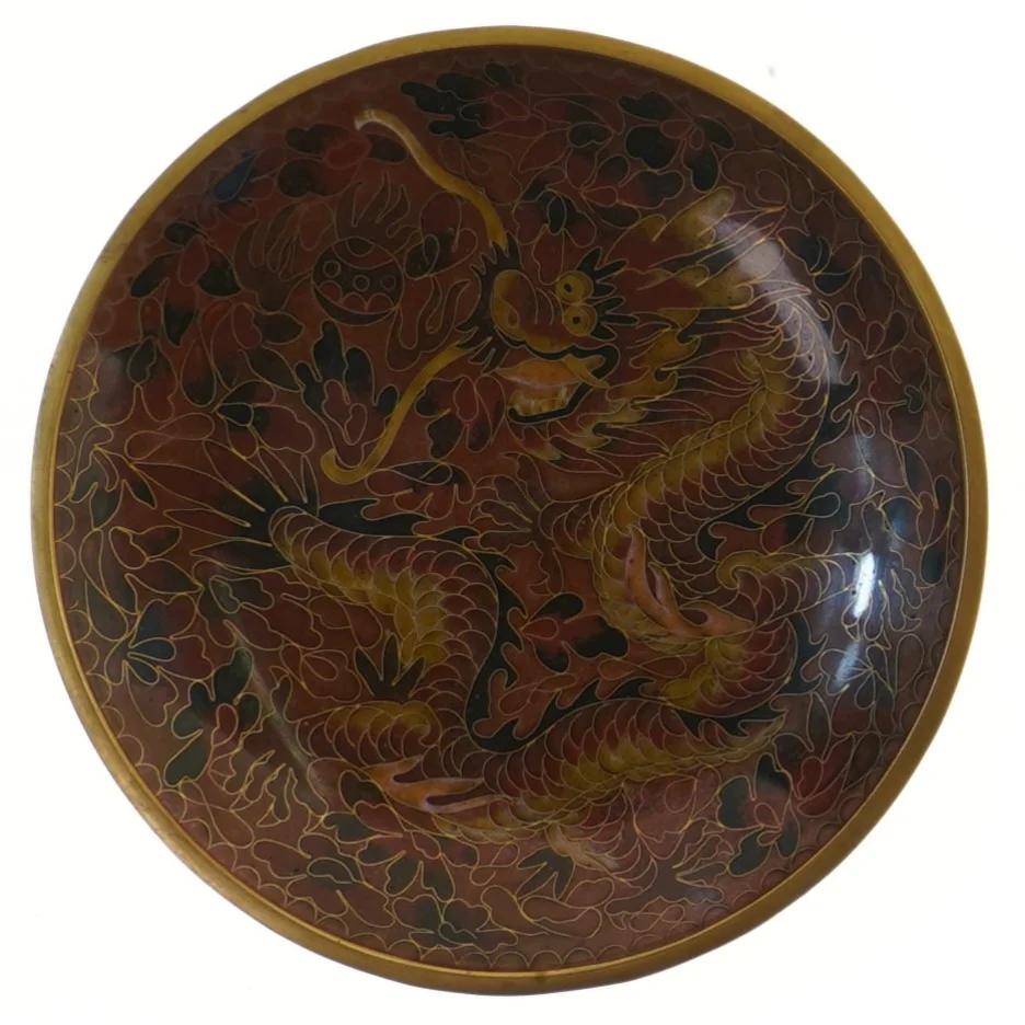 Dekorativ tallerken med dragemotiv (str. Ø 18,5 cm)