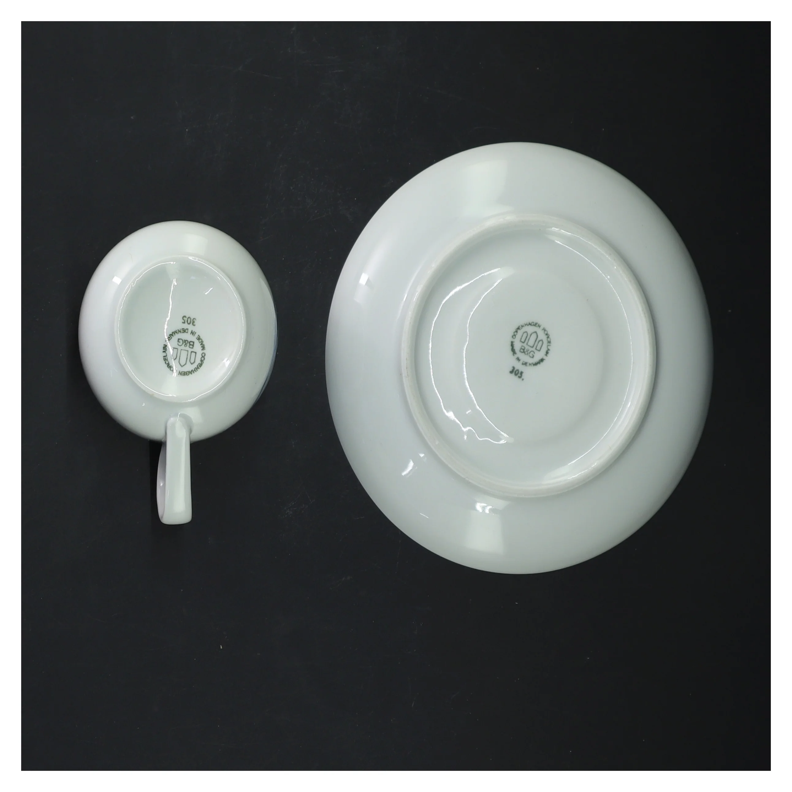 Blå Koppel. Kaffekopper med underkopper, B&G (str. 6 stk, ø 7 og ø 14,5 cm)