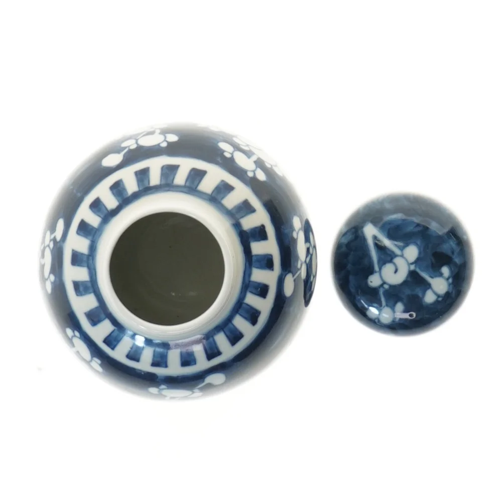 Gammel kinesisk ingefærkrukke med låg (højde 11,5 cm)