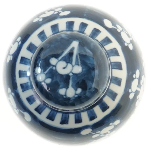 Gammel kinesisk ingefærkrukke med låg (højde 11,5 cm)