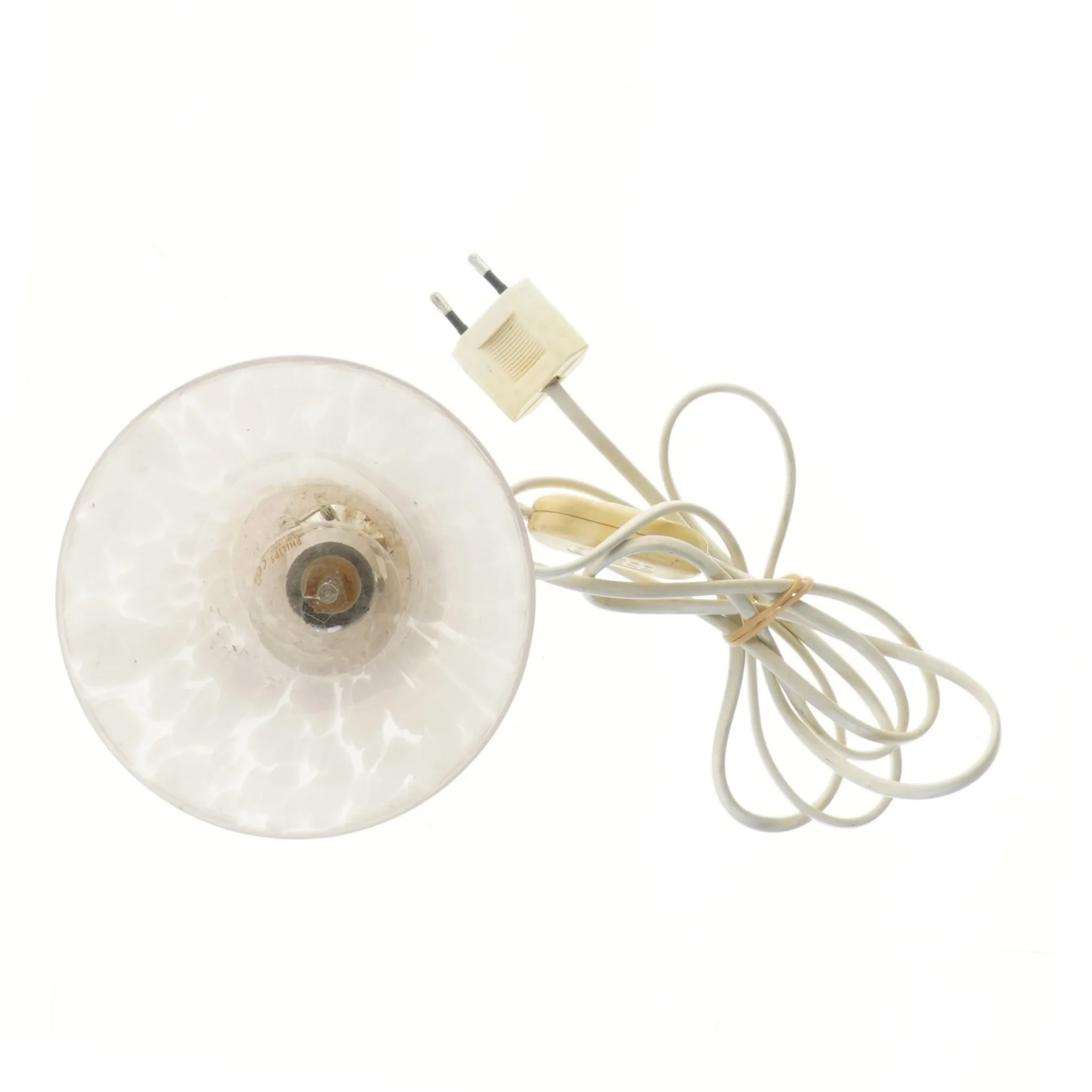 Lille bordlampe i hvidt glas (str. 19 cm)