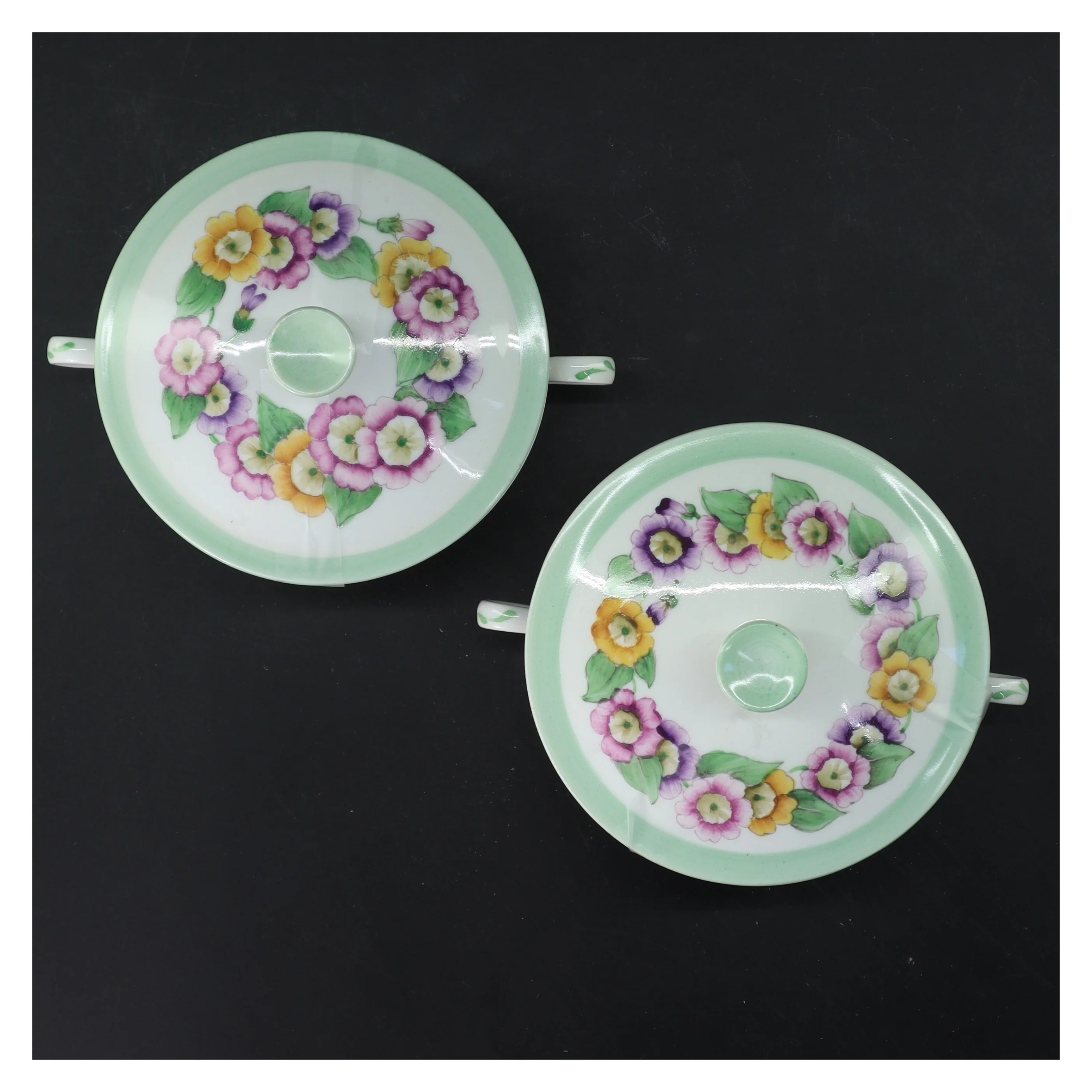 Suppeterriner med låg, blomstermønster fra B&G (str. 2 stk 14 cm)