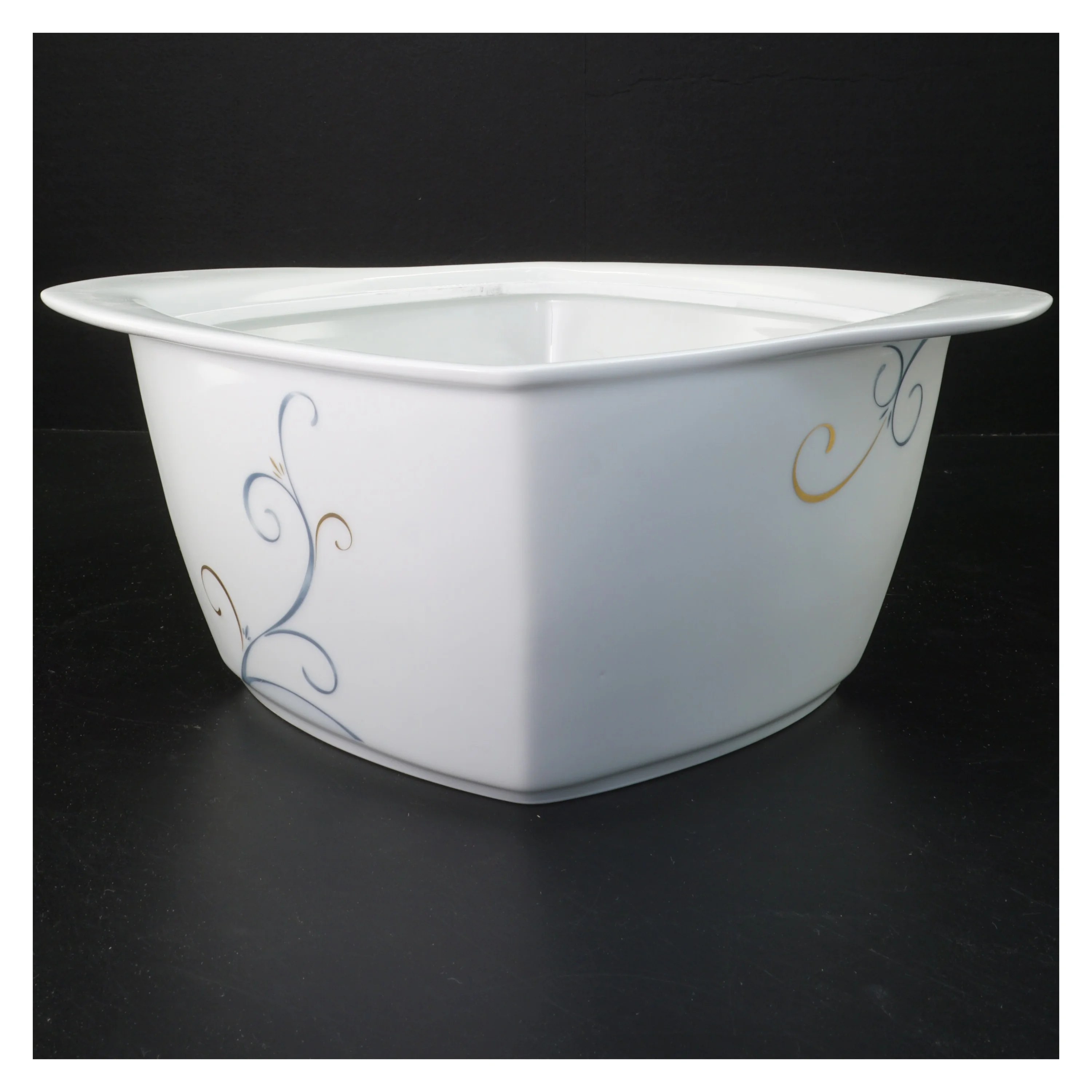 Porcelæns skål med låg fra Fyrklöveten Victoria (str. Ø 27 cm)