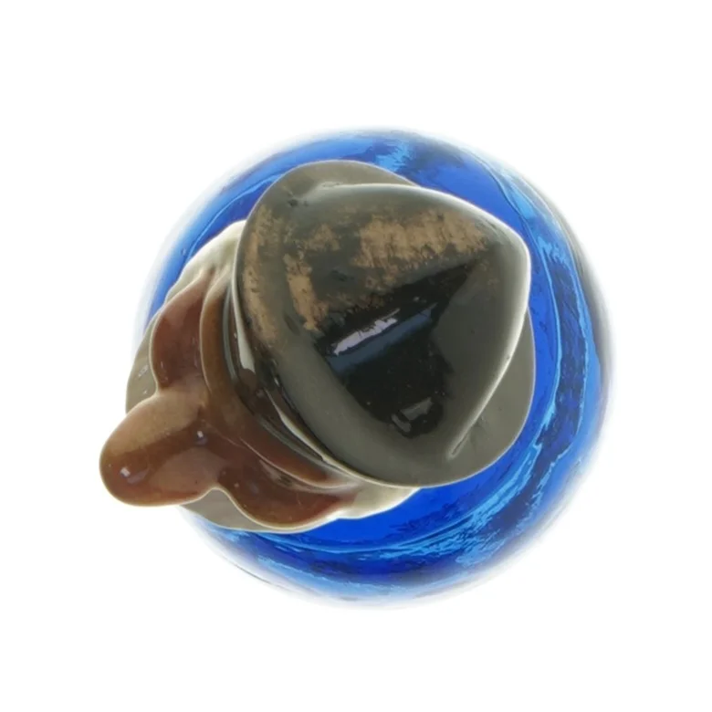 Blå glasflaske med prop (str. 25 x 8 cm)