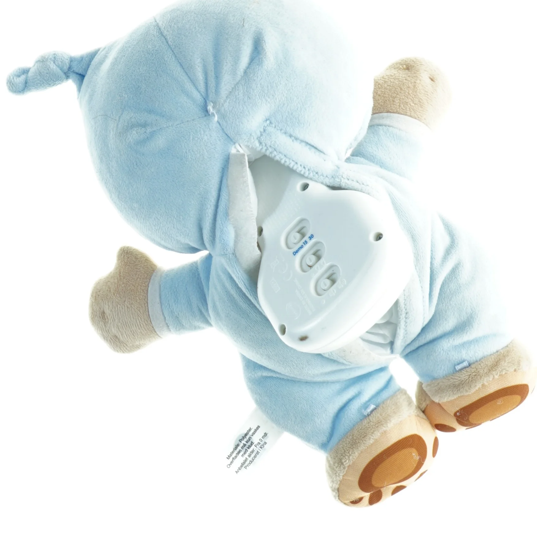 Synge bamse Blå plys teddybjørn med lyd og lys (str. 29 x 24 cm)