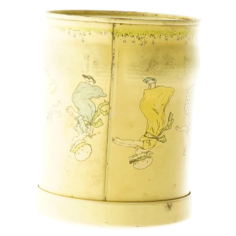 Metal dåse med Kate Greenaway motiv (str. Ø 9 cm h 12 cm)