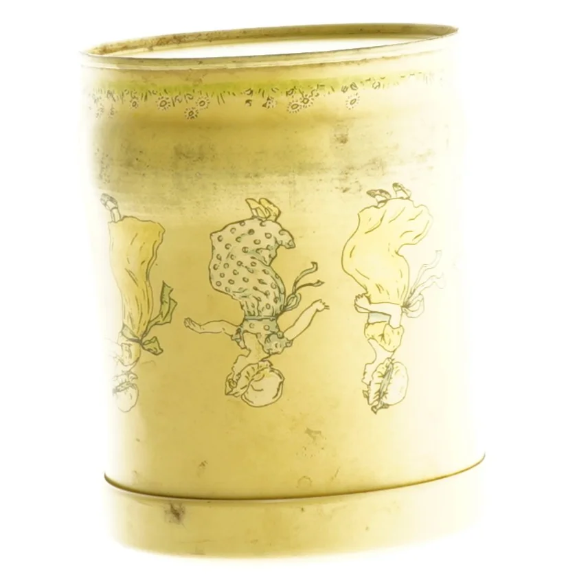 Metal dåse med Kate Greenaway motiv (str. Ø 9 cm h 12 cm)