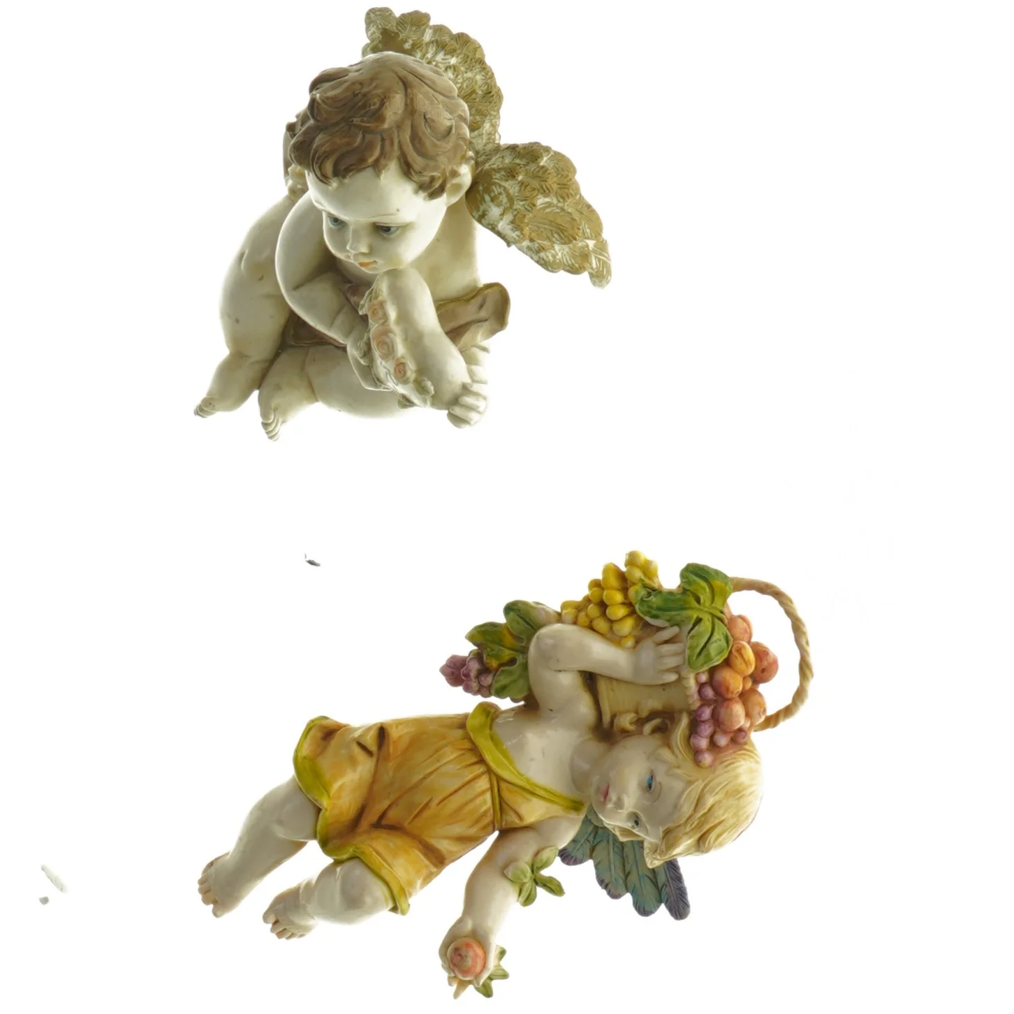 Englefigurer med frugtkurv (str. 14 cm)