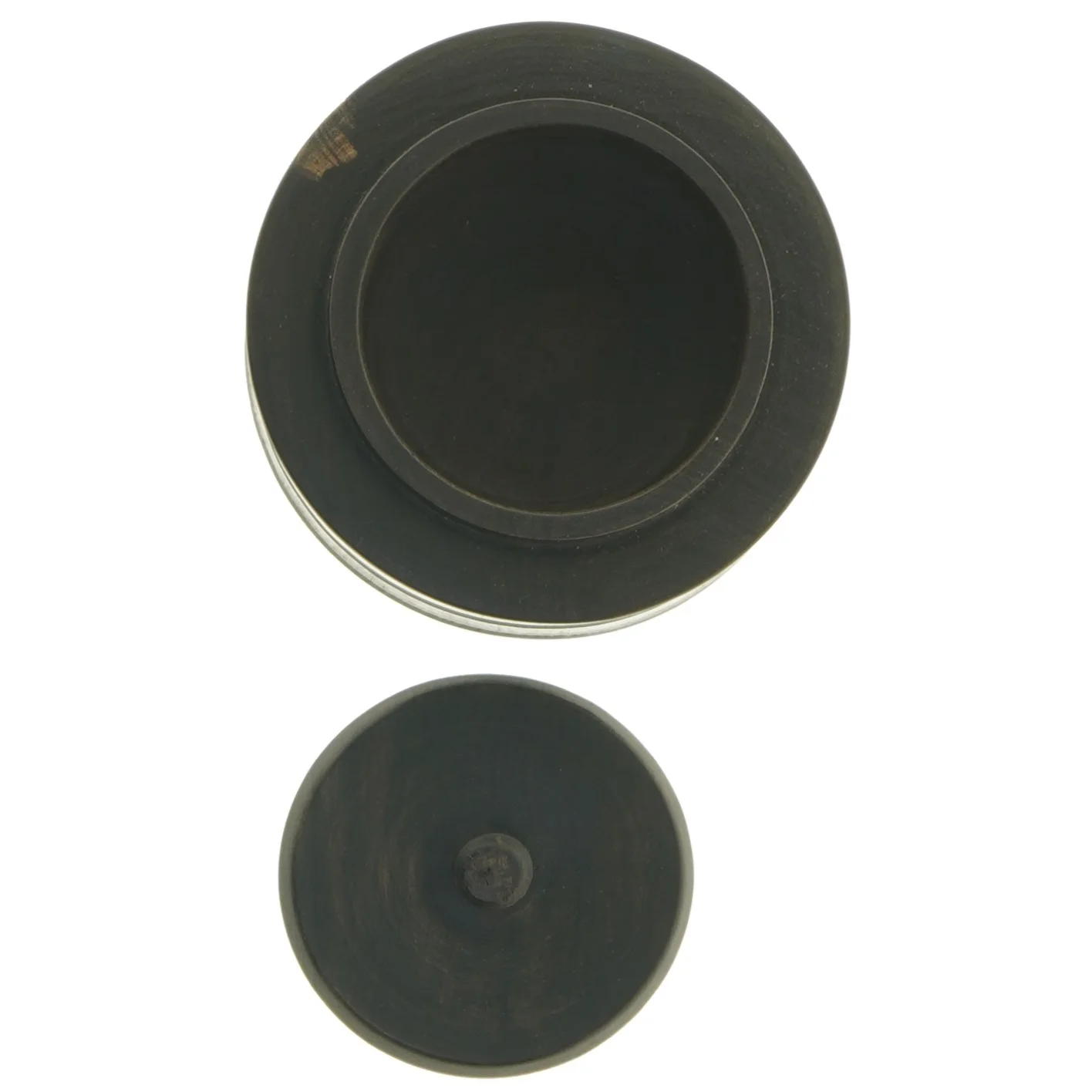 Gl. træ æske med låg (str. Ø. 11 cm. h 6 cm)