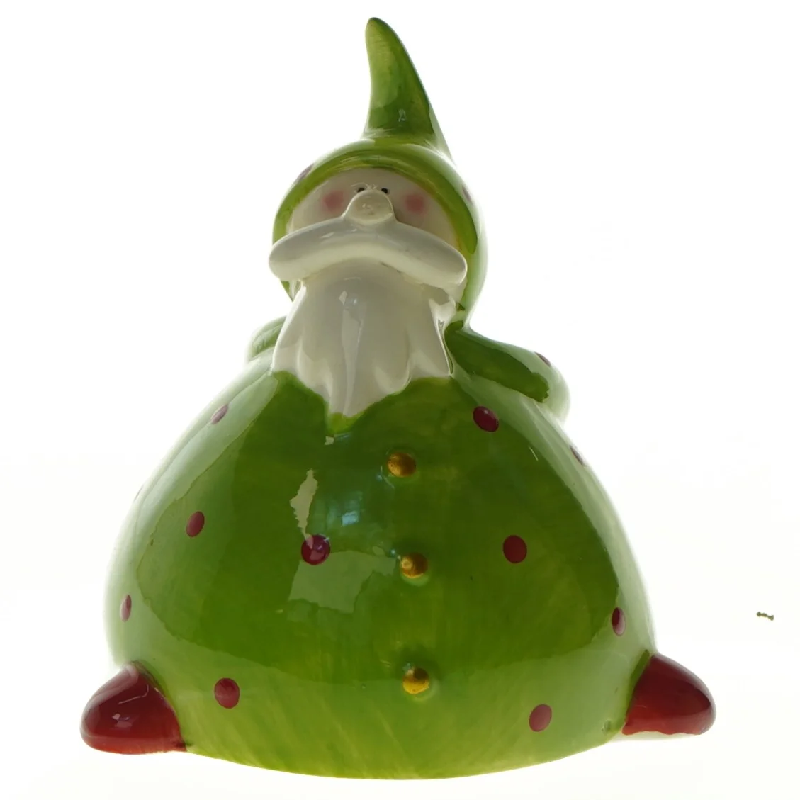 Keramiknisse med lysgrøn kappe