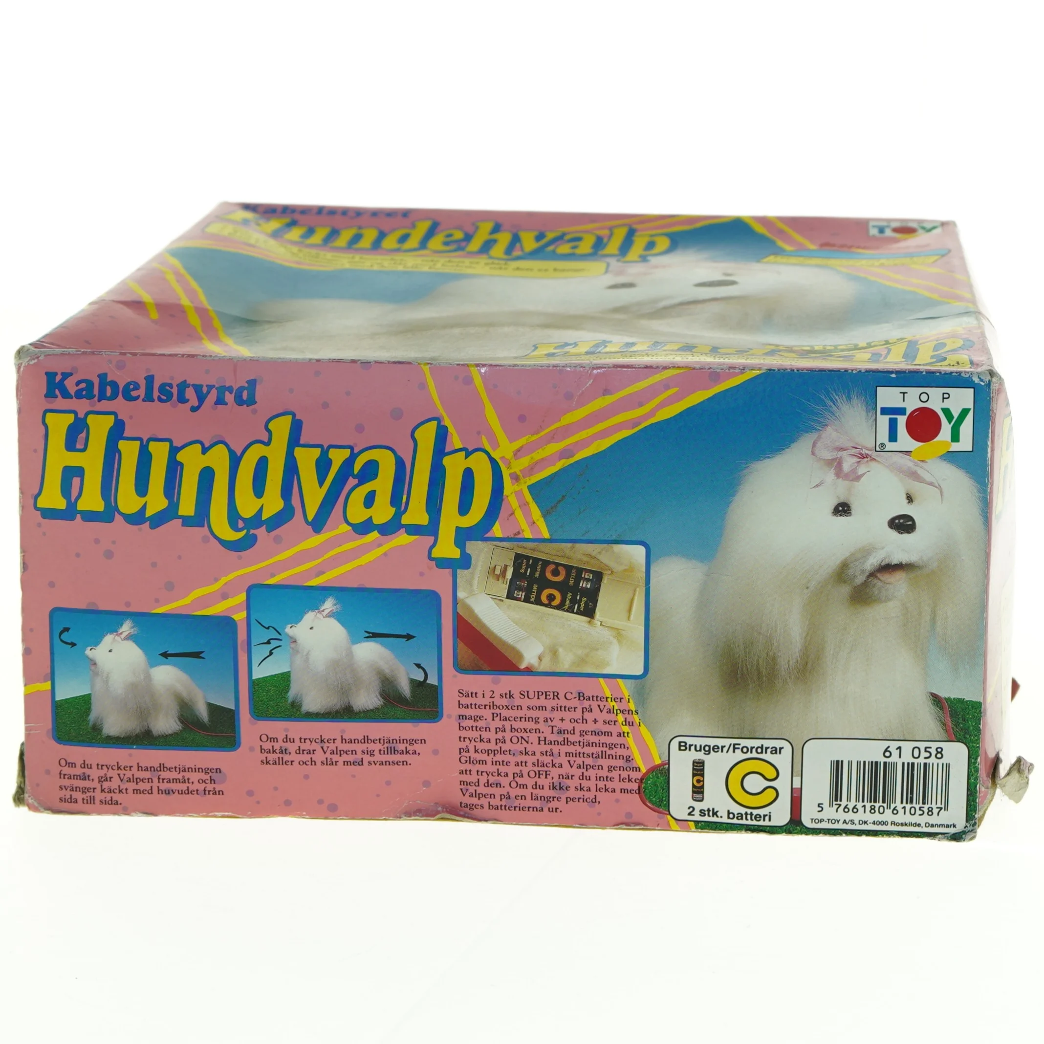 Vintage kabelstyret Hundehvalp fra Top Toy (str. 23 x 23 cm)