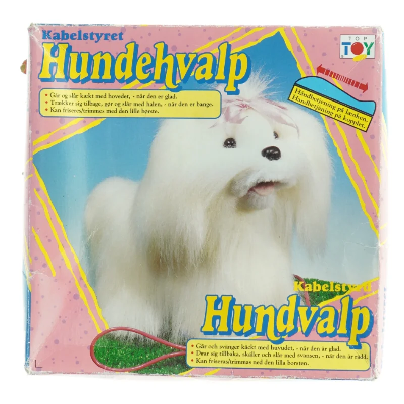 Vintage kabelstyret Hundehvalp fra Top Toy (str. 23 x 23 cm)