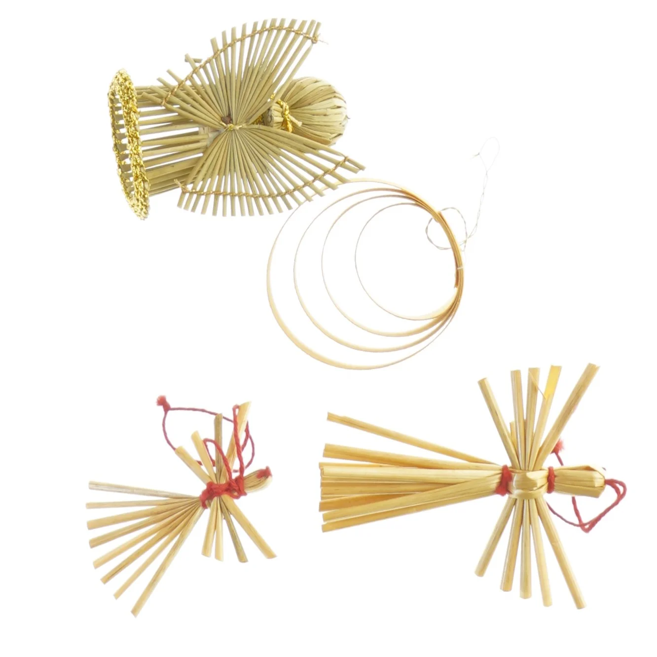 Julepynt i træ og strå (str. 8 x 5 cm)