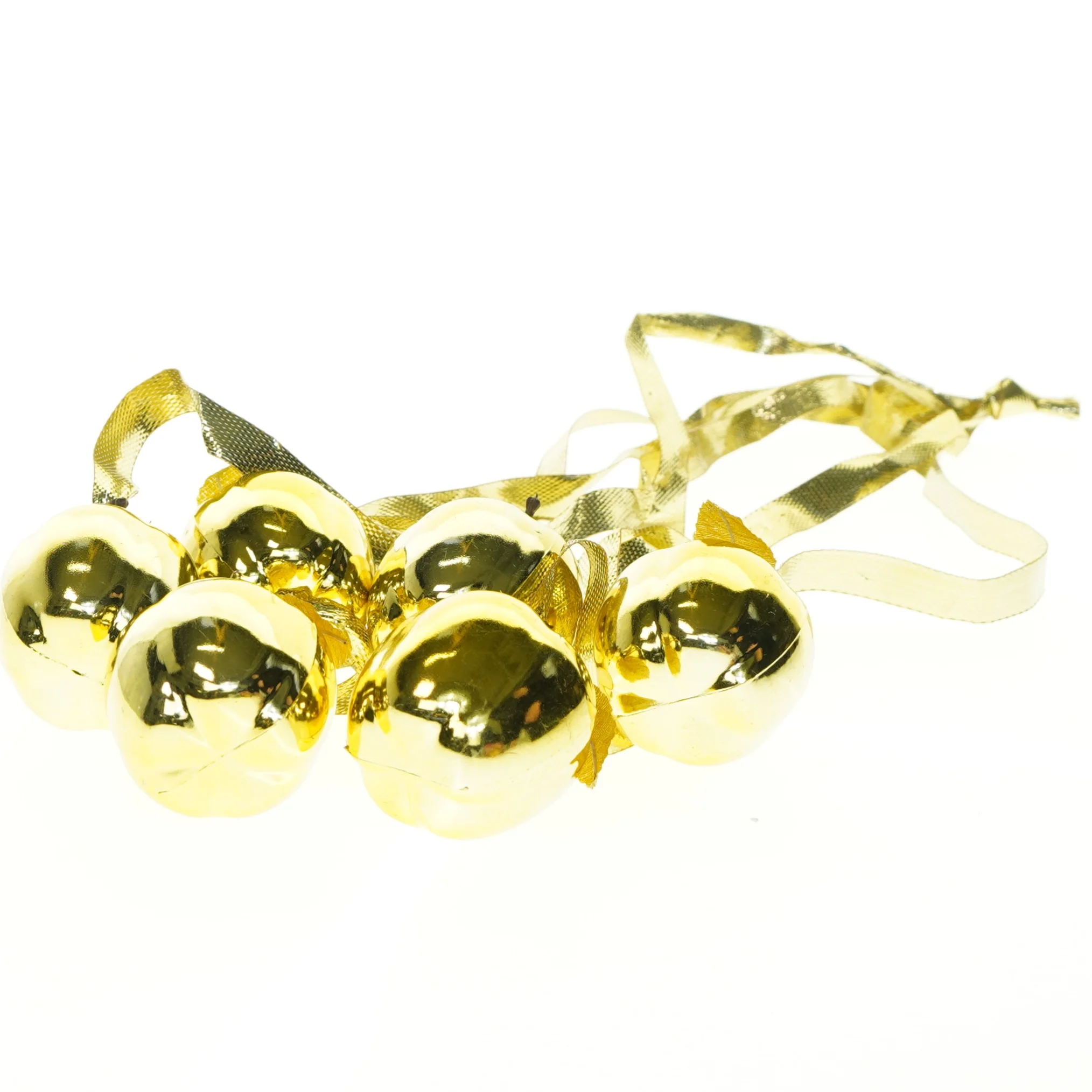 Gyldne jule æbler med bånd (str. 5 x 5 cm)