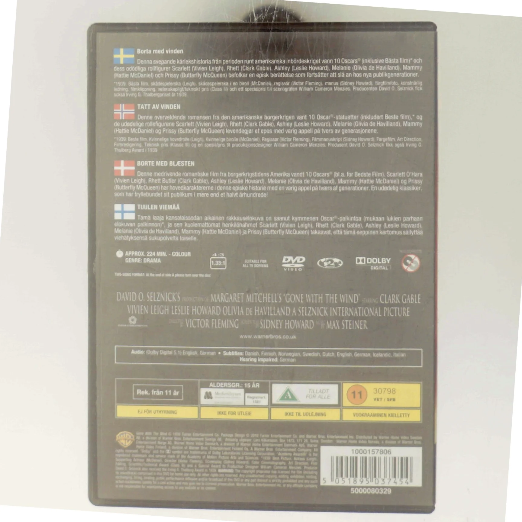 Gone With the Wind, med Vivien Leigh (DVD)