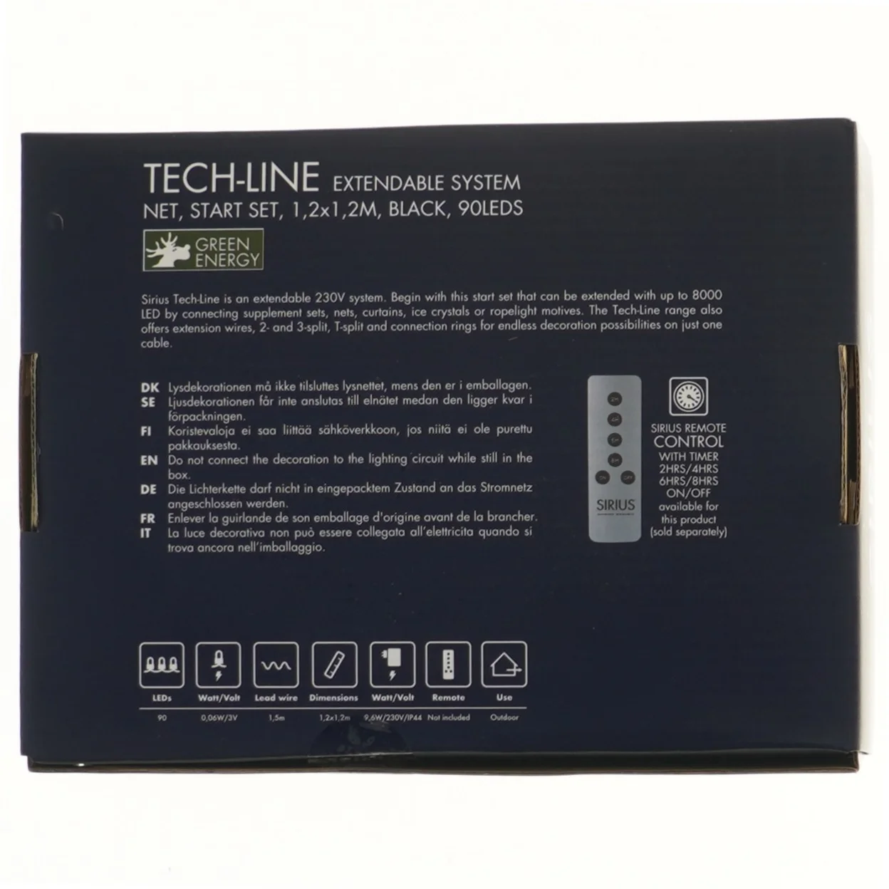 Sirius Tech-Line lyskæde net fra Sirius (str. 120x120 cm)