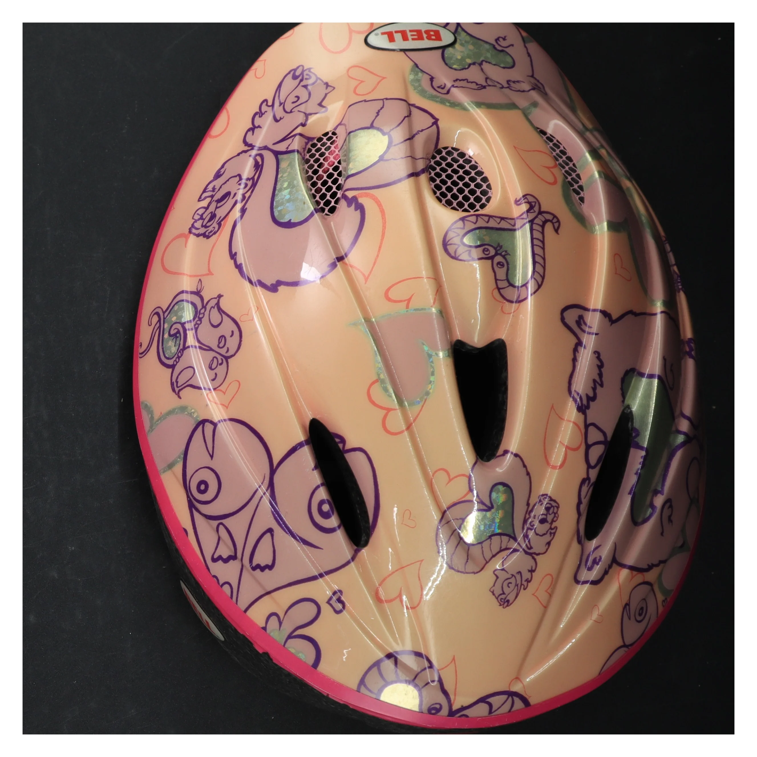 Børnecykelhjelm med dyremotiver fra Bellino (str. 262 g. og. 52-56 cm)