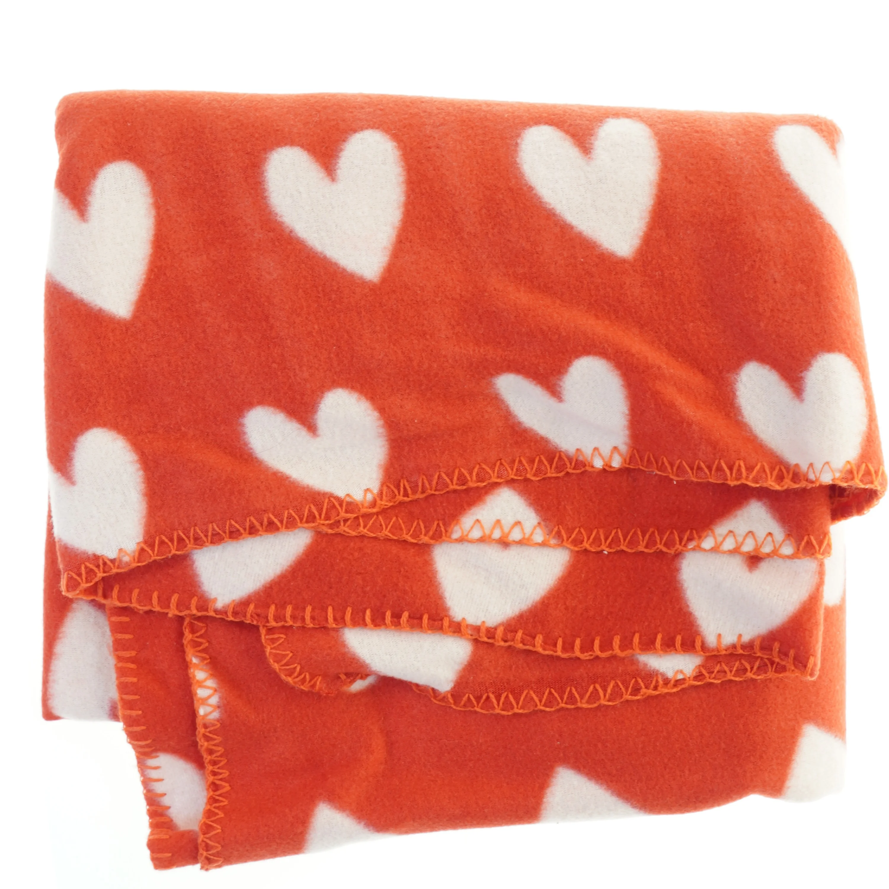 Fleece tæppe med hjerter (str. 130x200 cm)